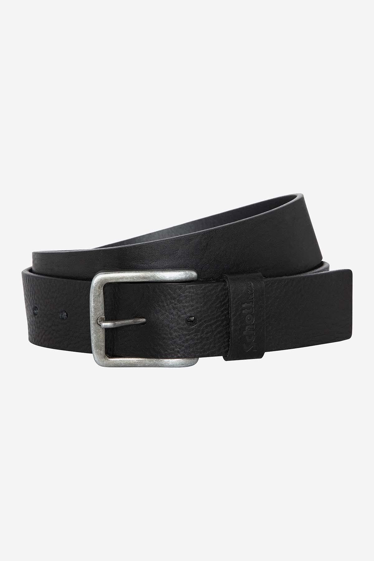 Elegant black cowhide leather belt - Image n°1