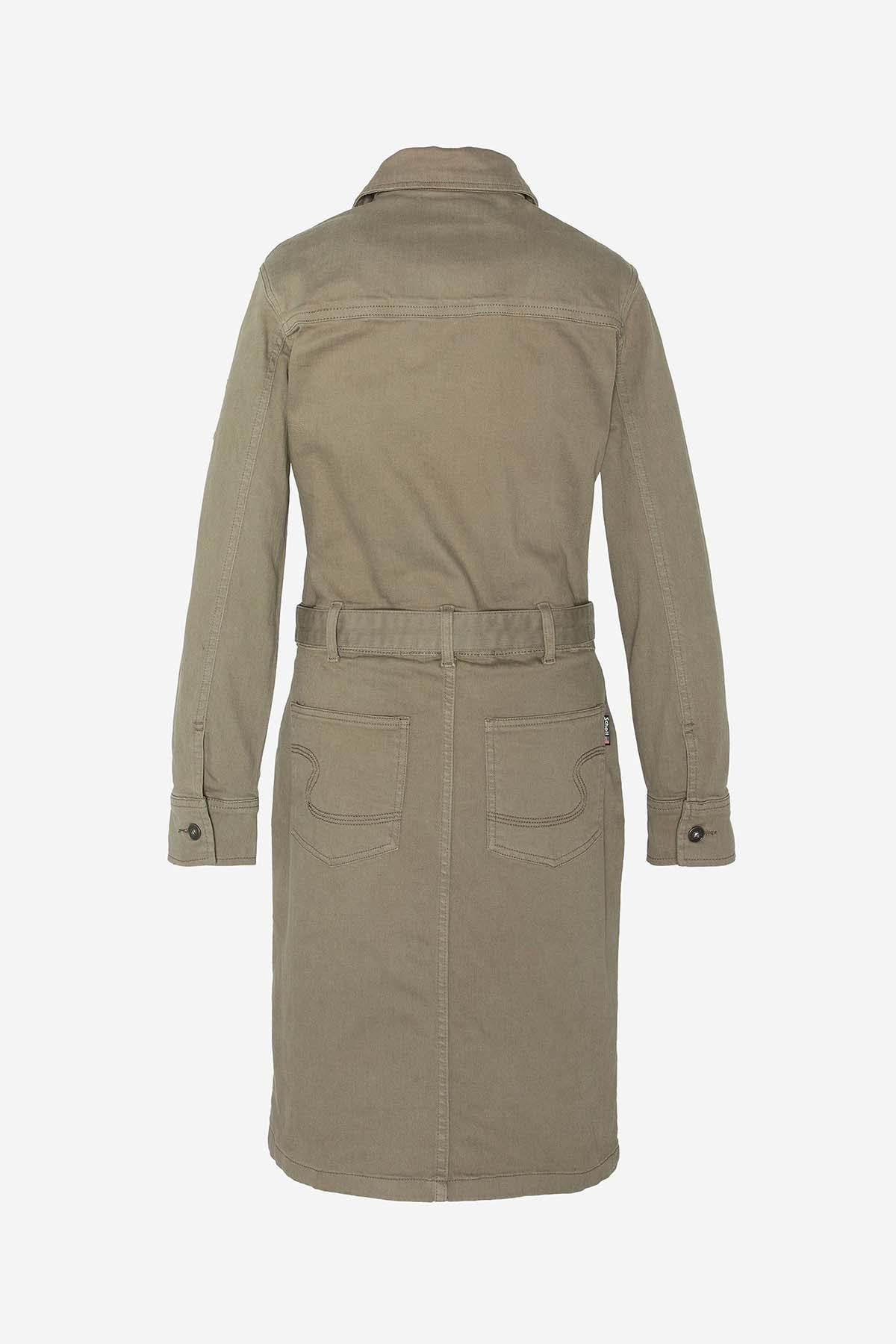 Khaki badged trucker dress - Image n°2