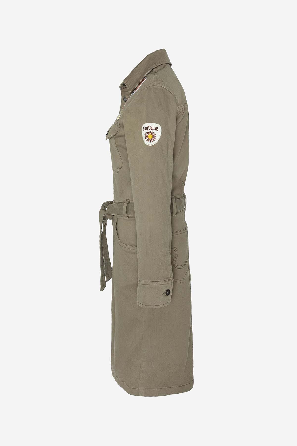 Khaki badged trucker dress - Image n°3