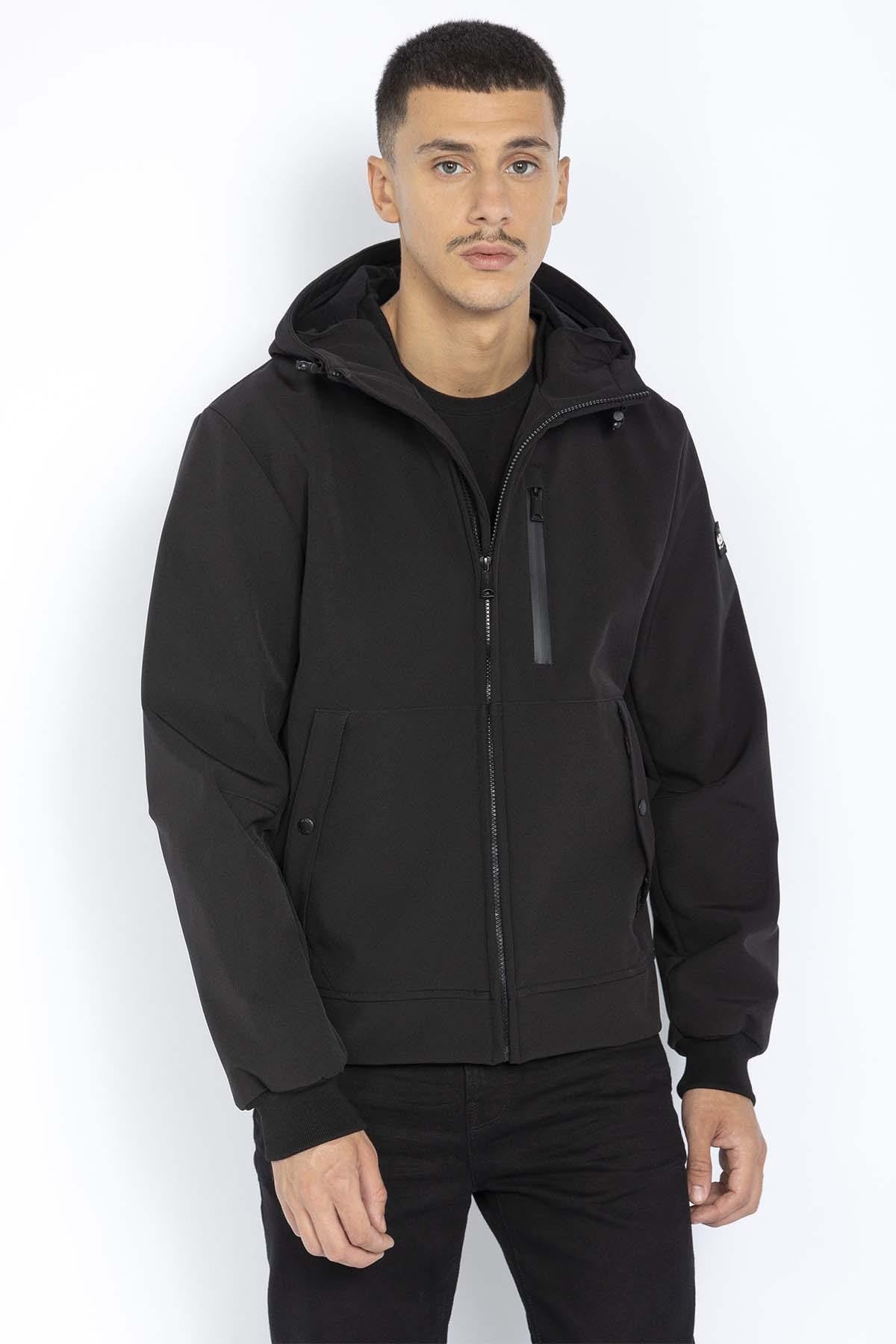 Men's black water-repellent jacket - Image n°1