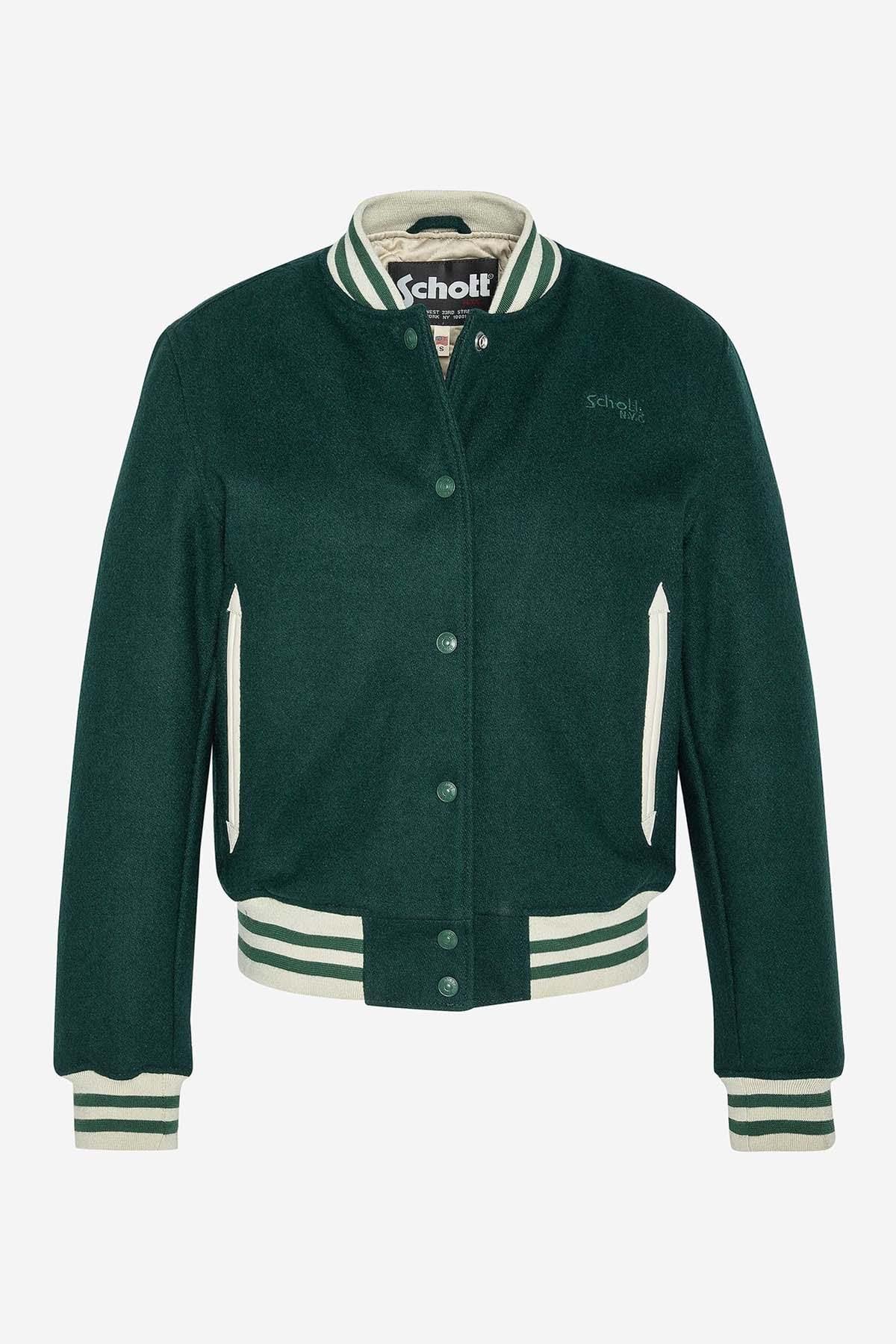 Green women's varsity jacket - Image n°1