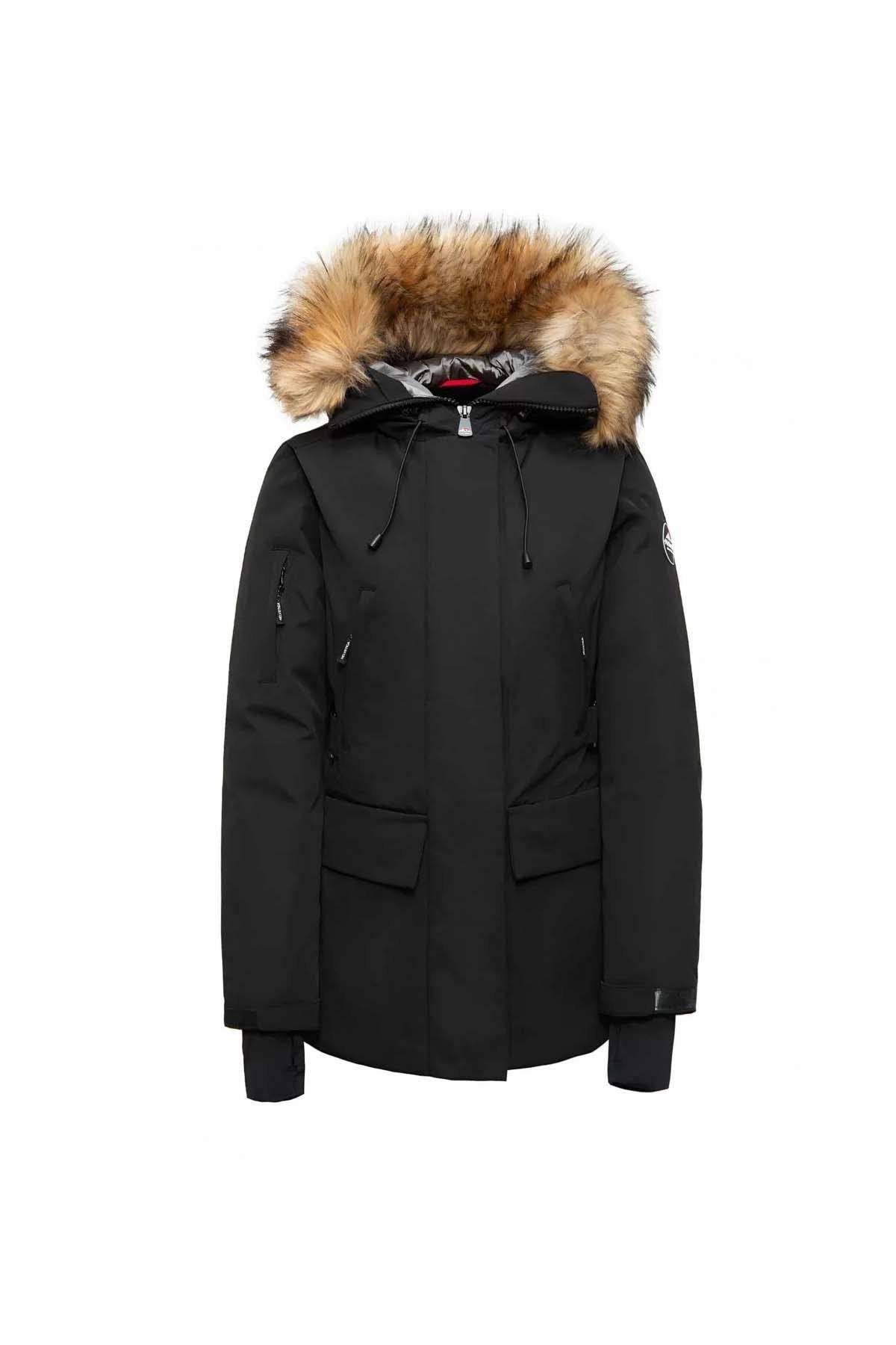 Mid-length parka with removable fur hood - Image n°11