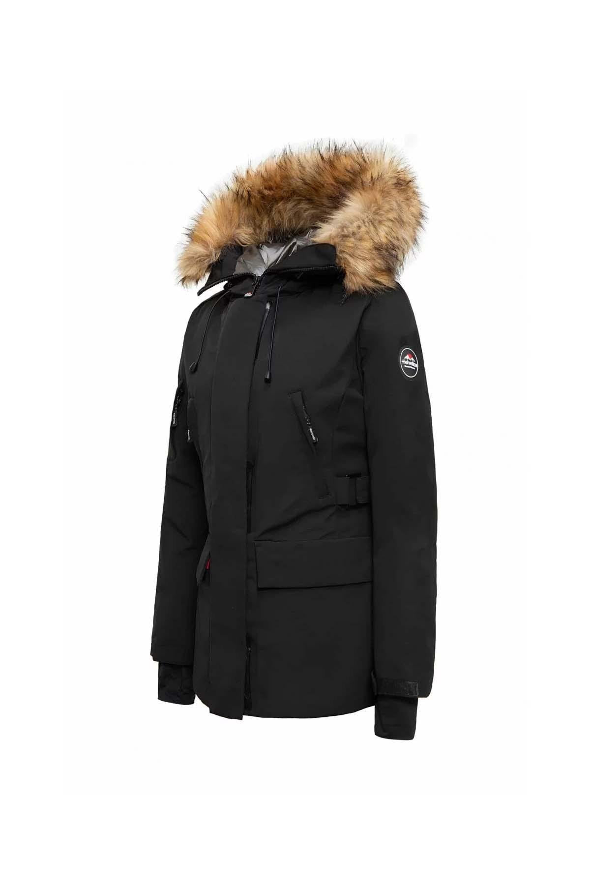 Mid-length parka with removable fur hood - Image n°14