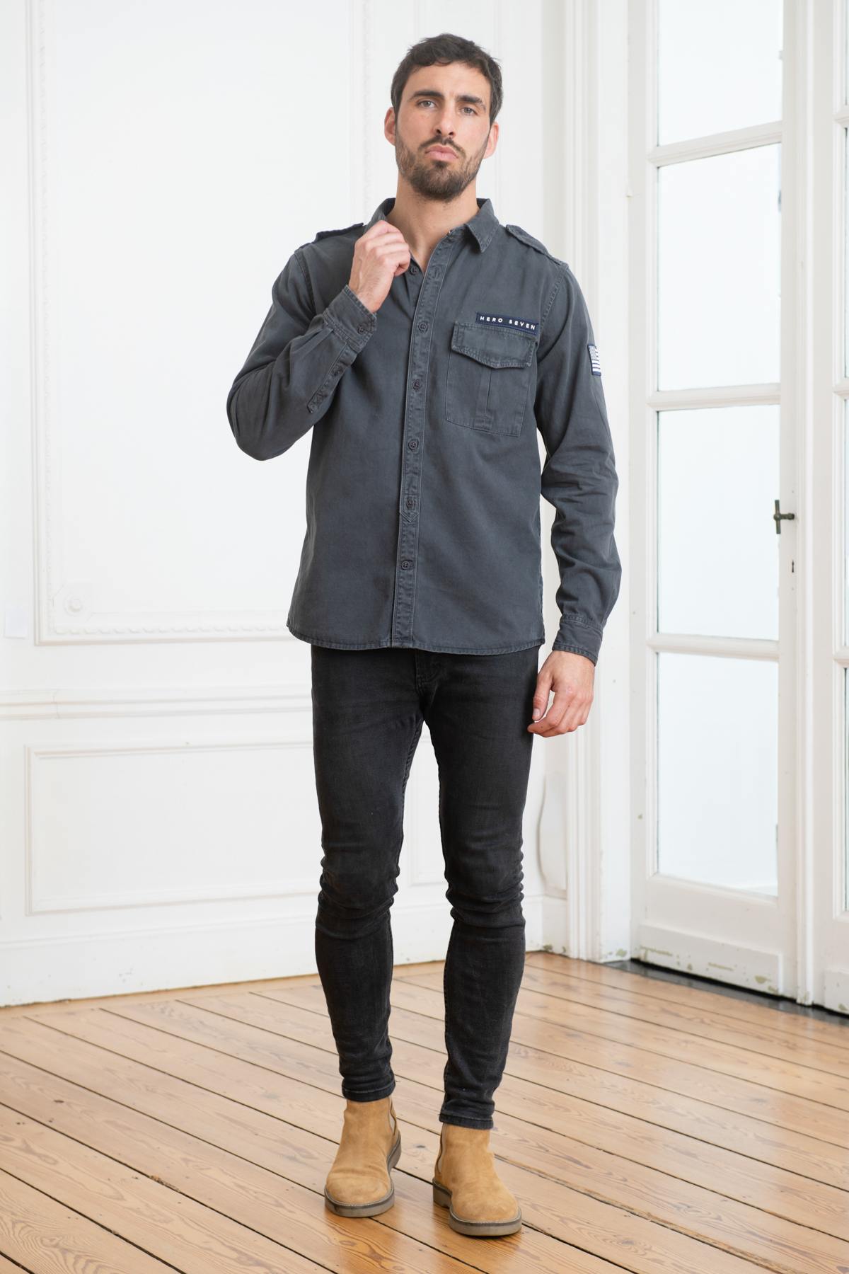 Men's vintage anthracite shirt - Image n°2