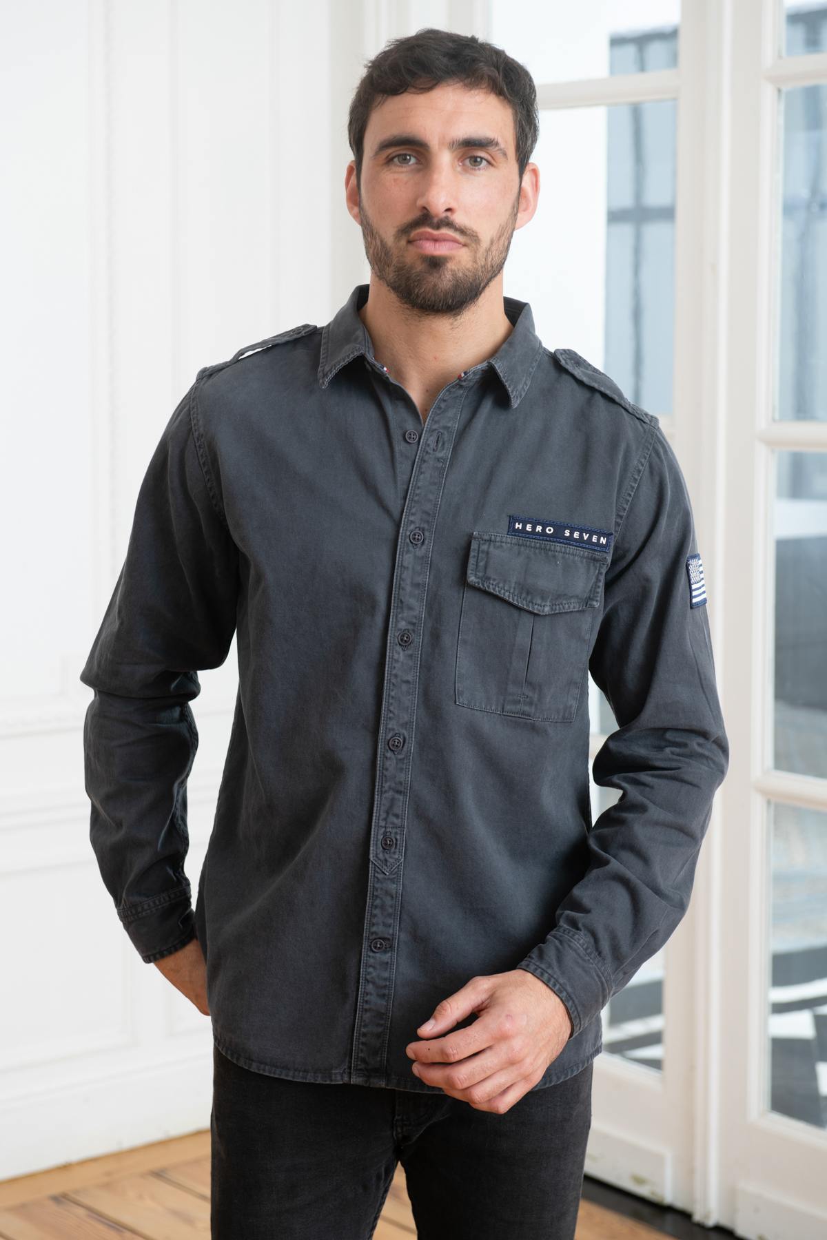 Men's vintage anthracite shirt - Image n°1