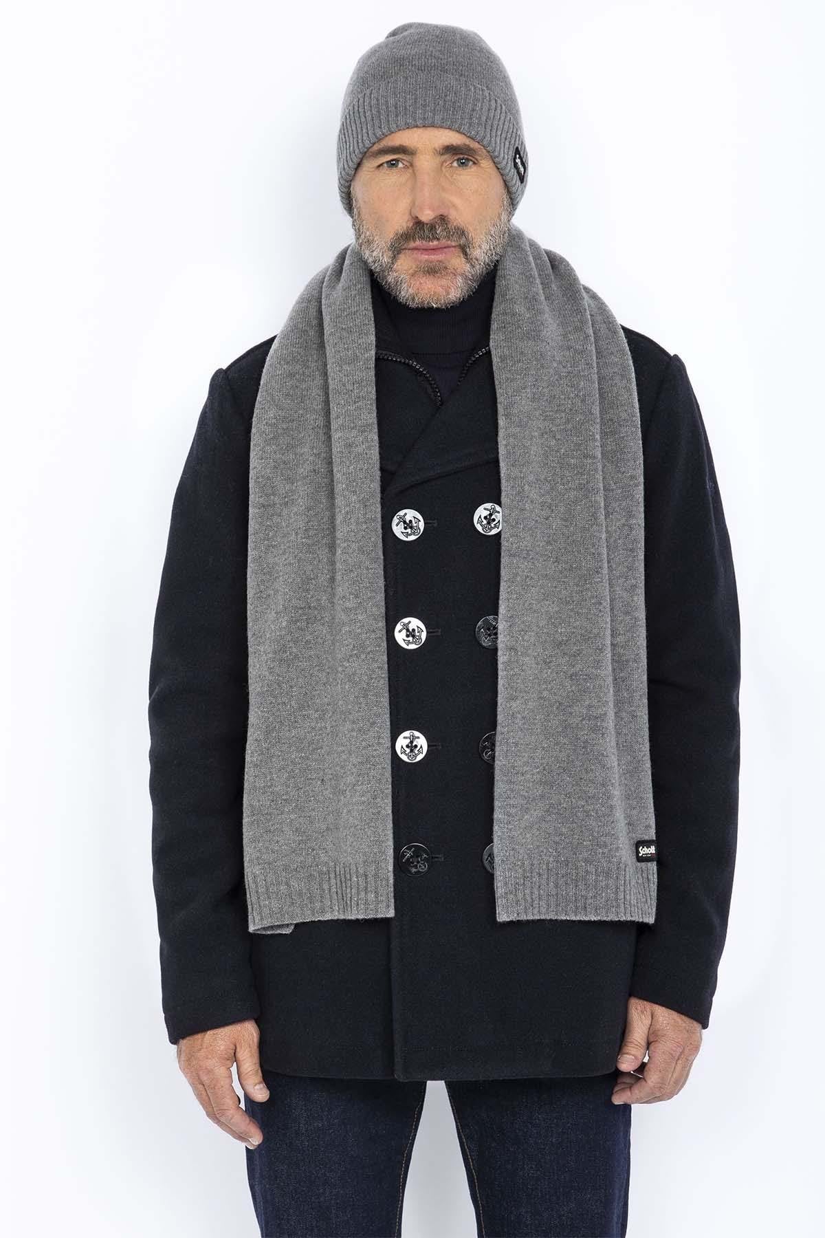 Heather gray wool scarf - Image n°1