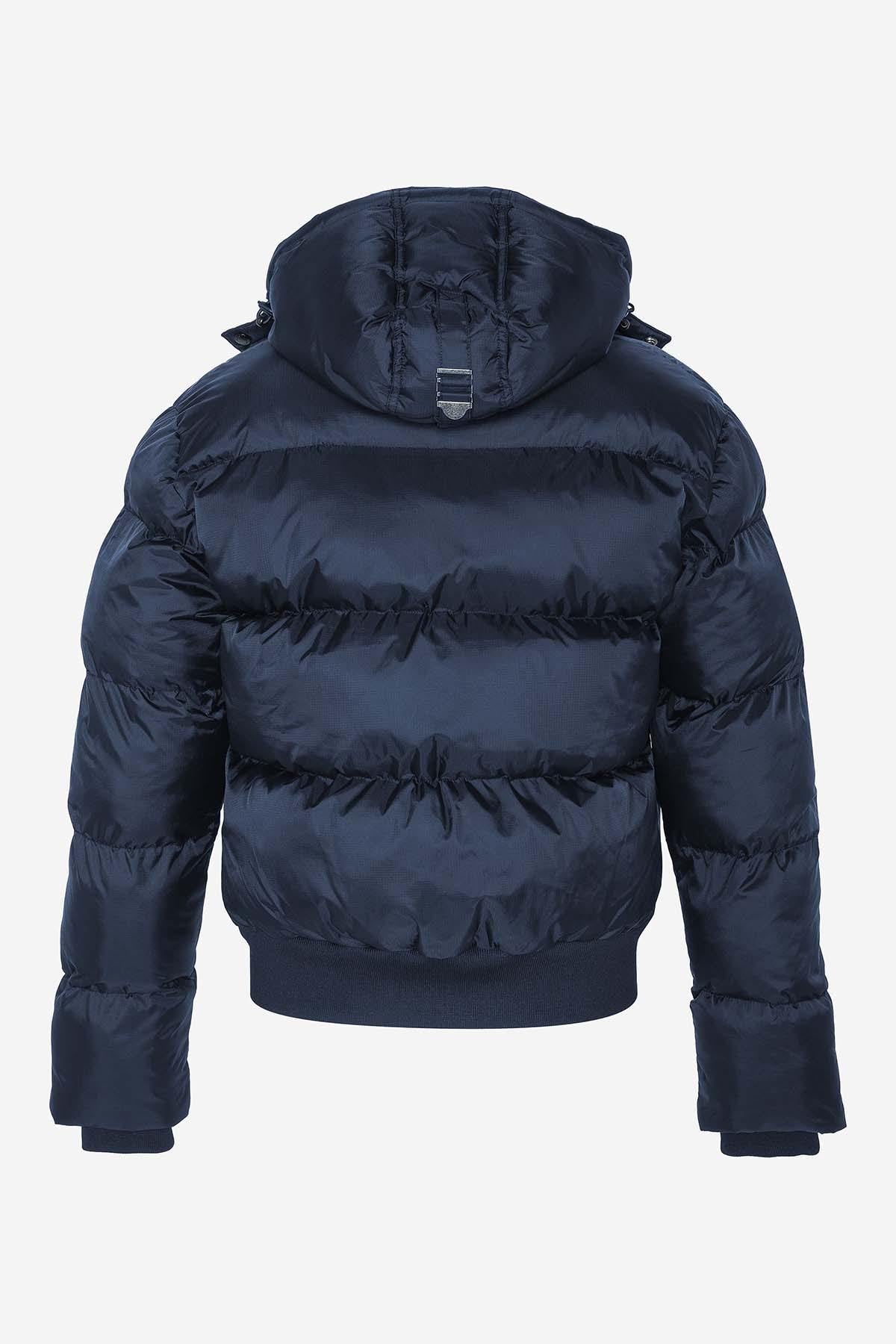 Navy blue sportswear down jacket - Image n°1