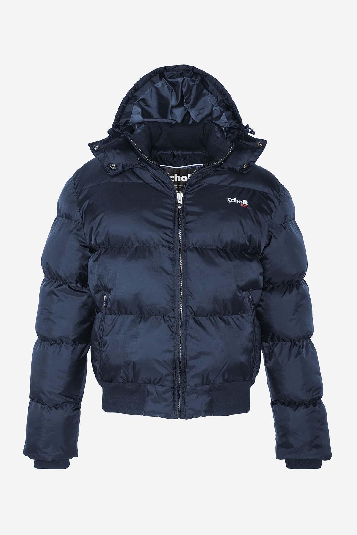 Navy blue sportswear down jacket - Image n°2