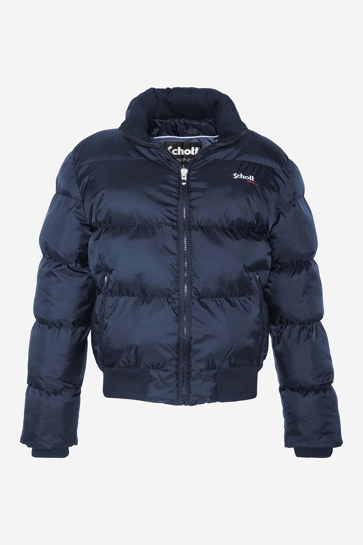 Navy blue sportswear down jacket - Image n°3