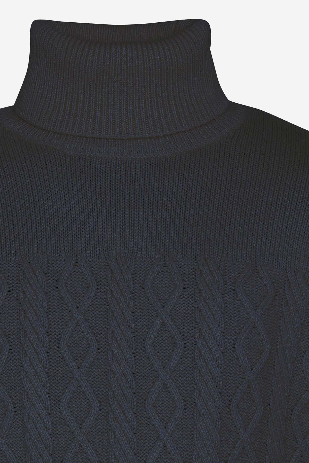 Recycled navy turtleneck sweater - Image n°4