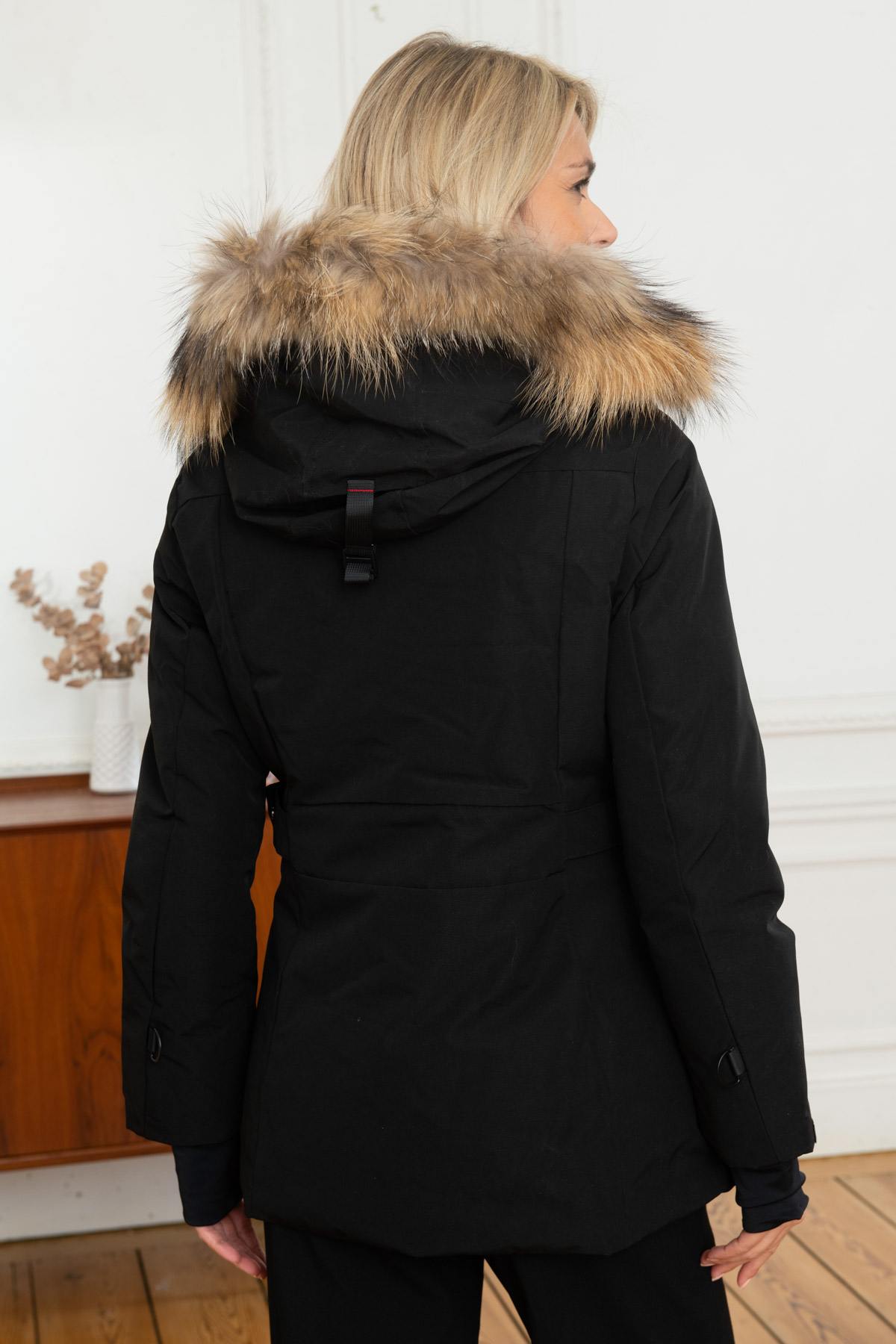 Mid-length parka with removable fur hood - Image n°6