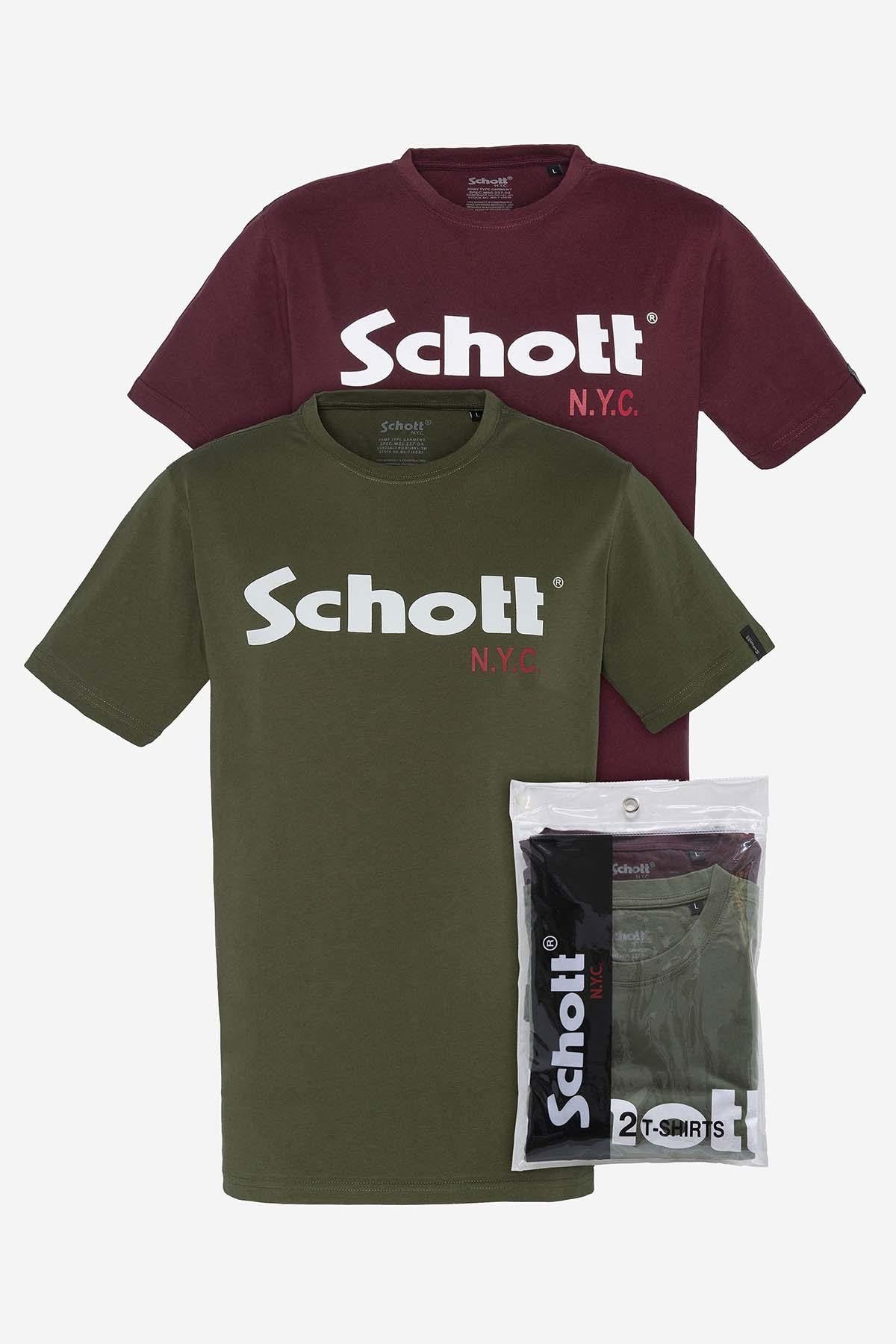 Pack of 2 khaki and burgundy t-shirts - Image n°1