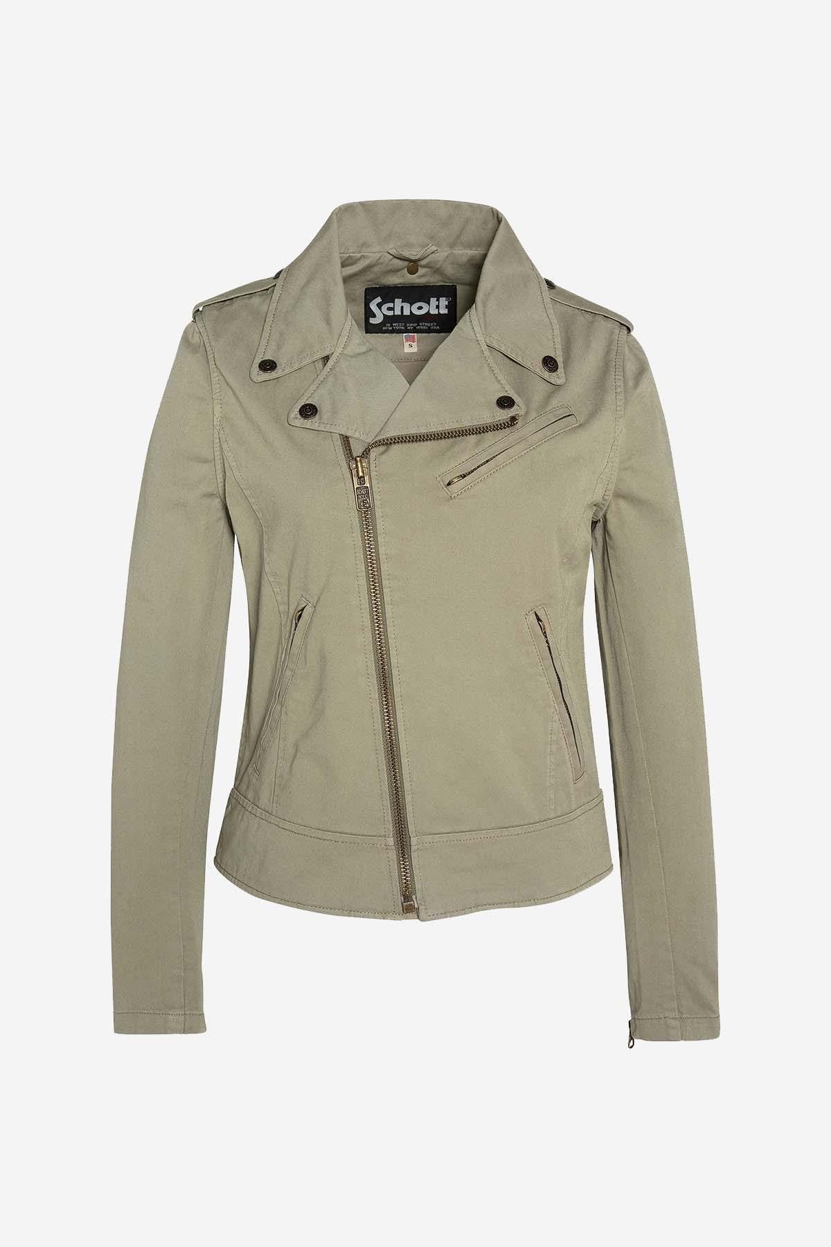 Women's perfecto in light khaki Oekotex cotton - Image n°1