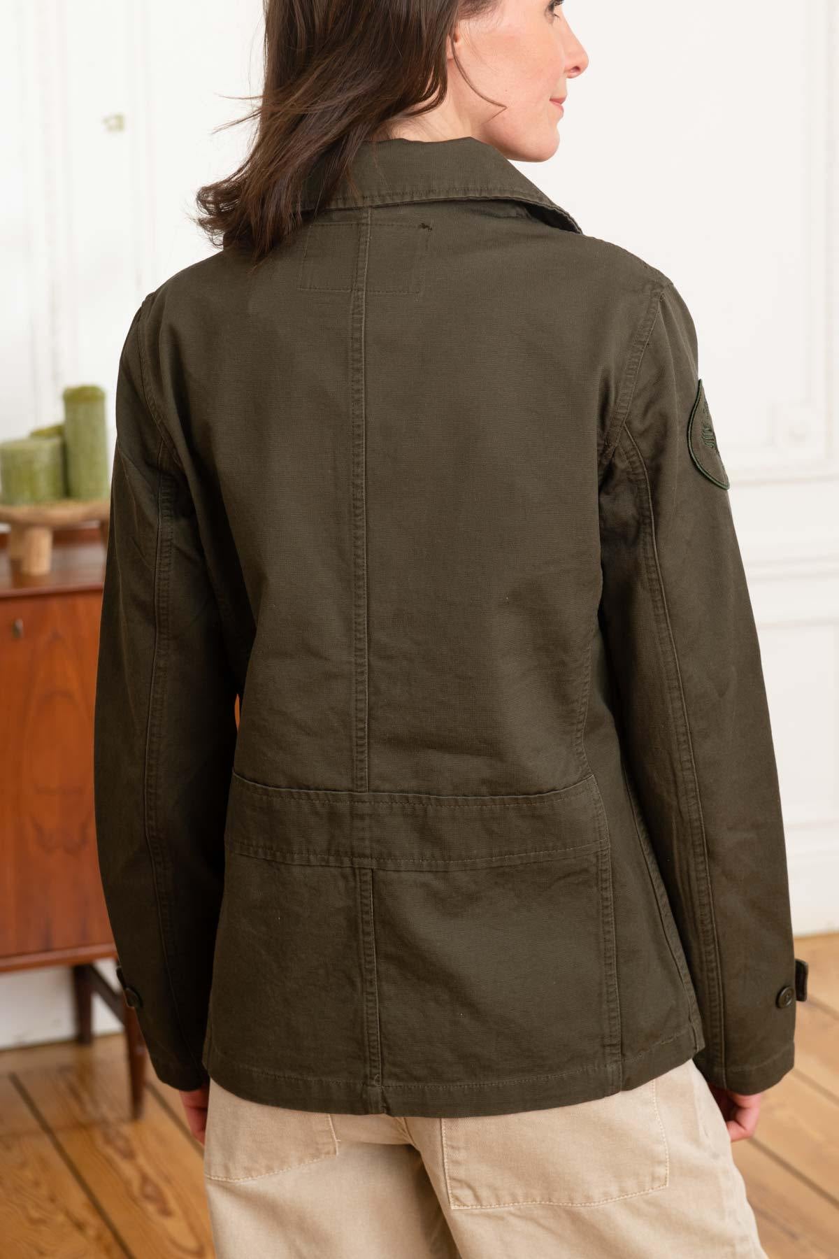 Women's 100% cotton khaki jacket - Image n°4