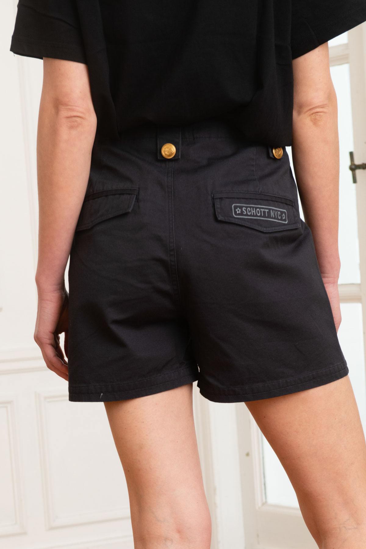 100% cotton navy blue shorts for women - Image n°3