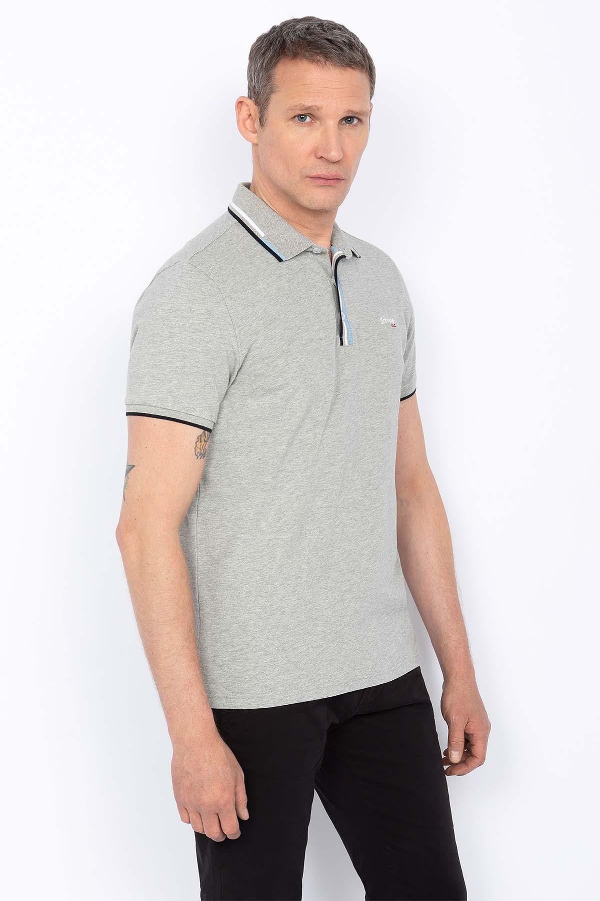 Men's heather gray polo shirt - Image n°1