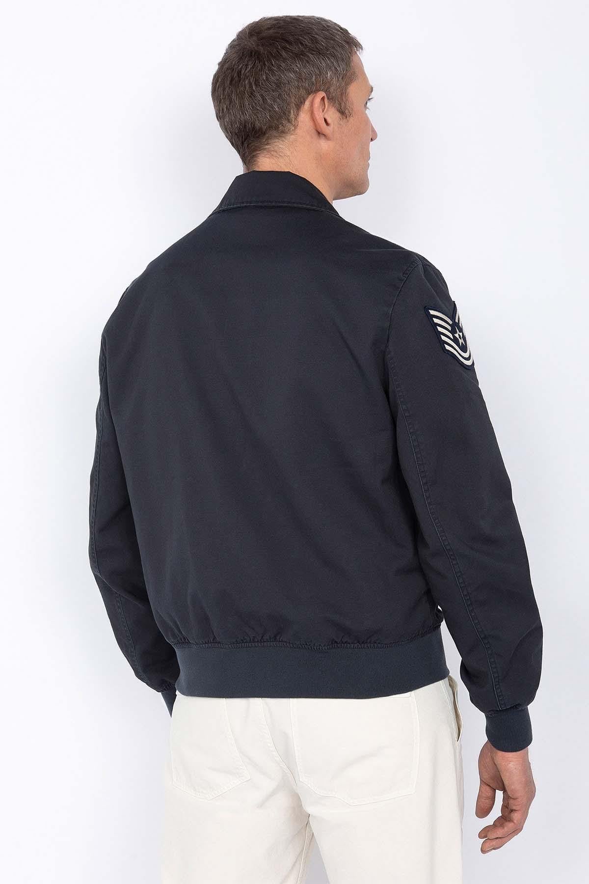 Navy blue military bomber jacket - Image n°3