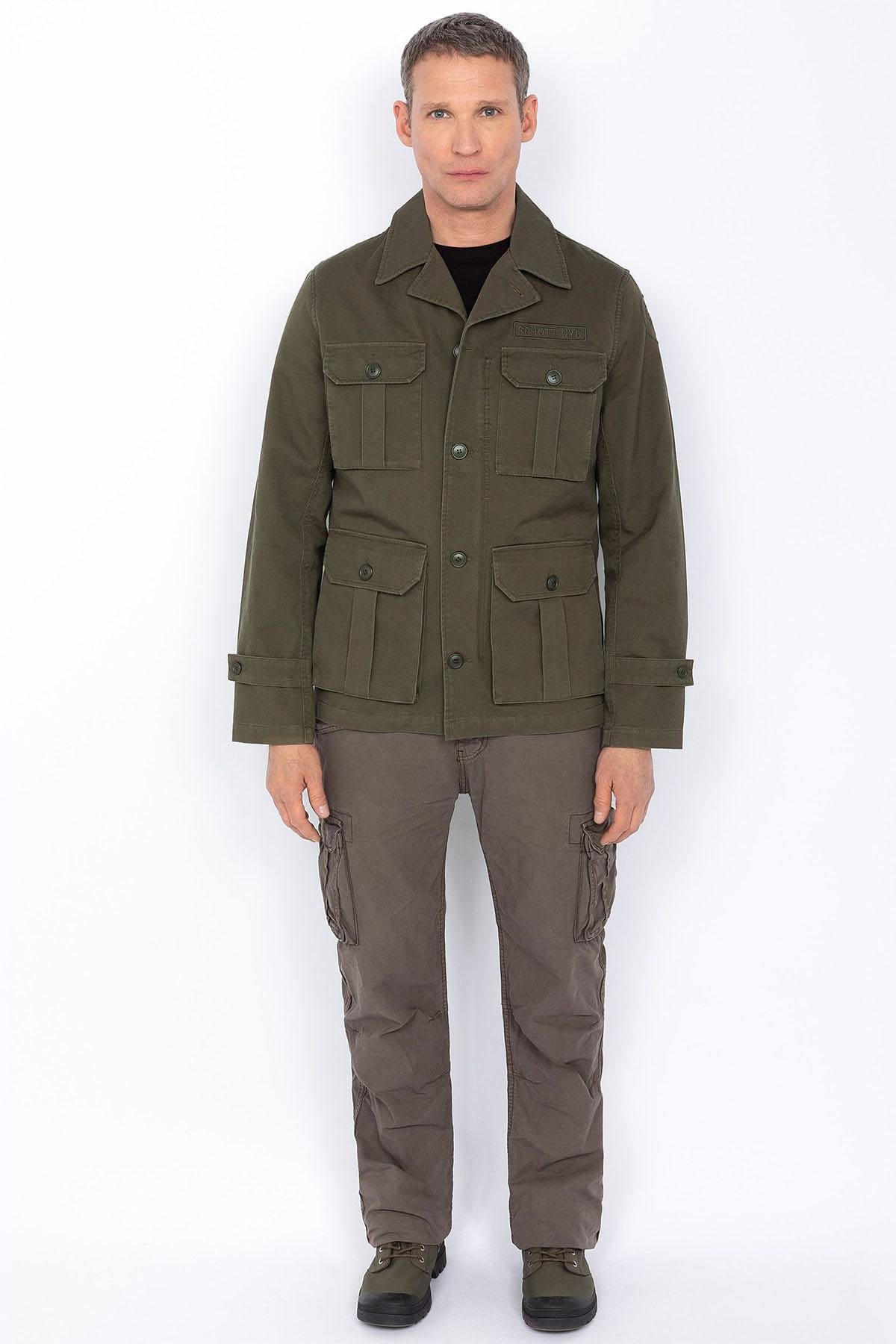 Khaki multi-pocket cotton jacket - Image n°2