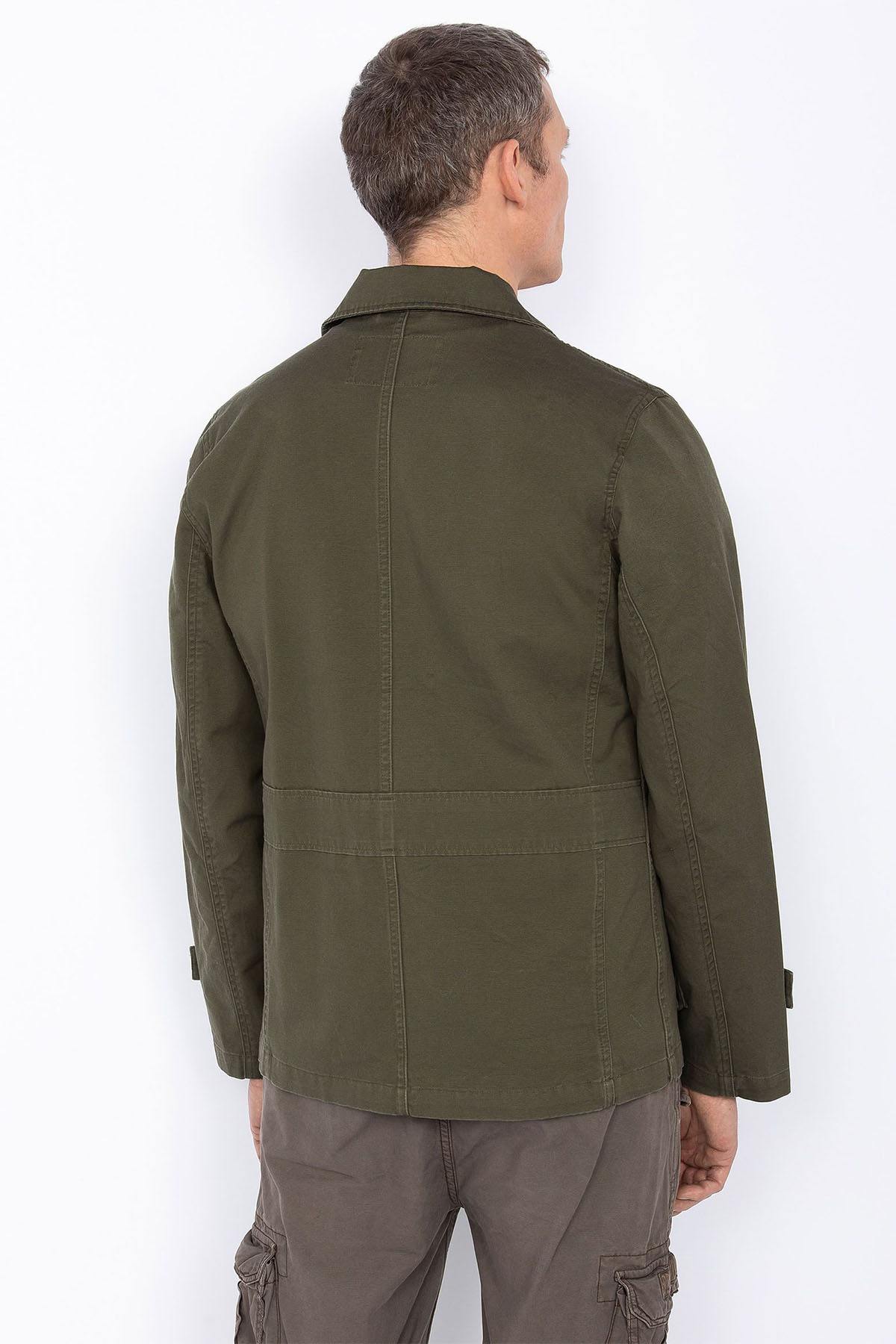 Khaki multi-pocket cotton jacket - Image n°5