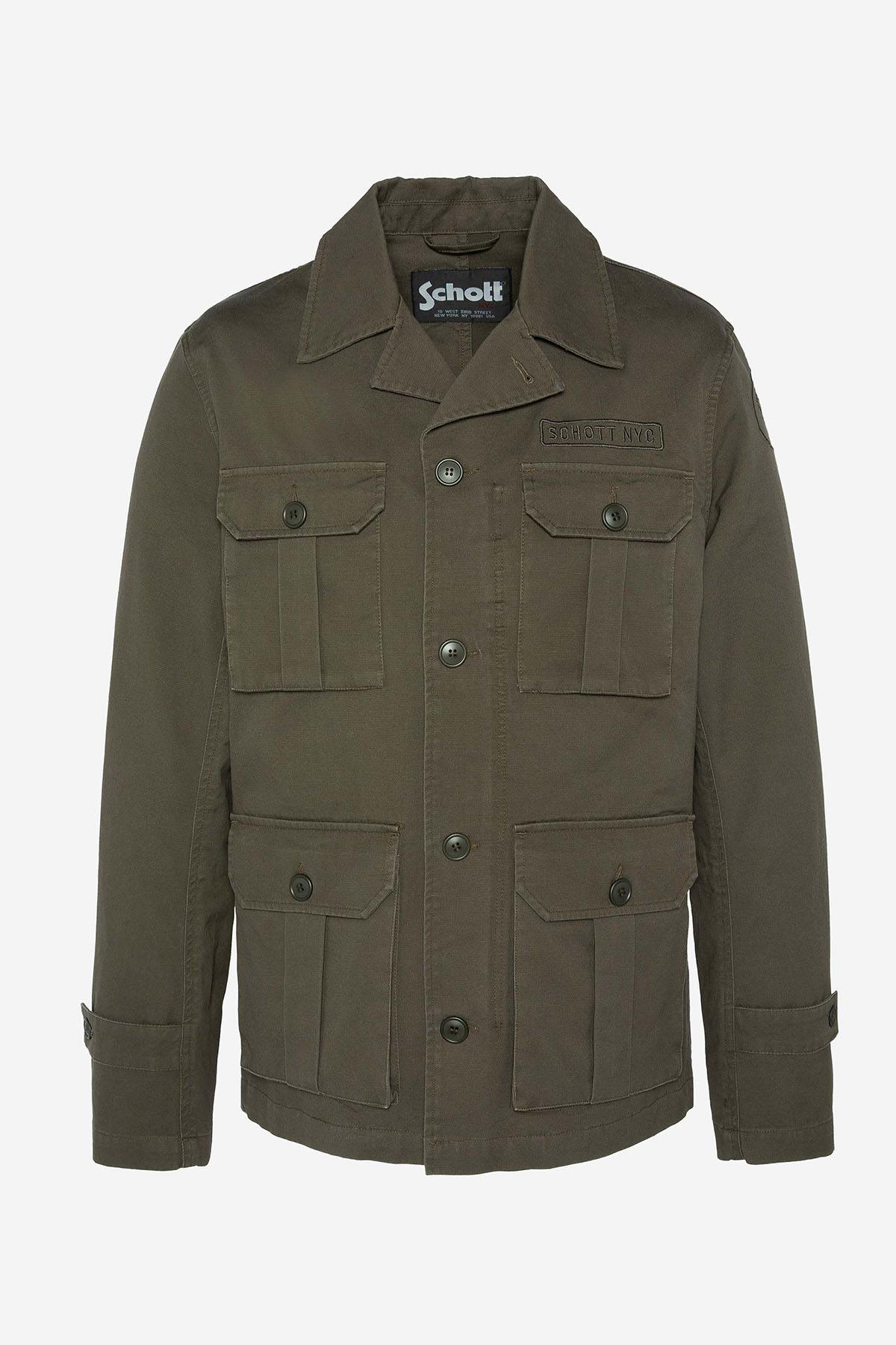 Khaki multi-pocket cotton jacket - Image n°3