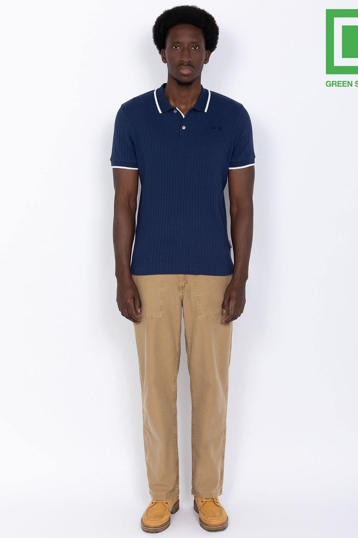 Navy buttoned polo shirt - Image n°2