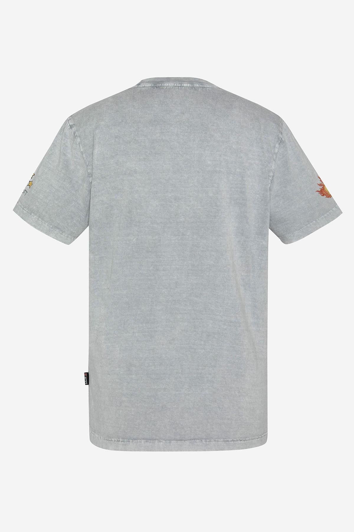 Gray biker print T-shirt - Image n°7