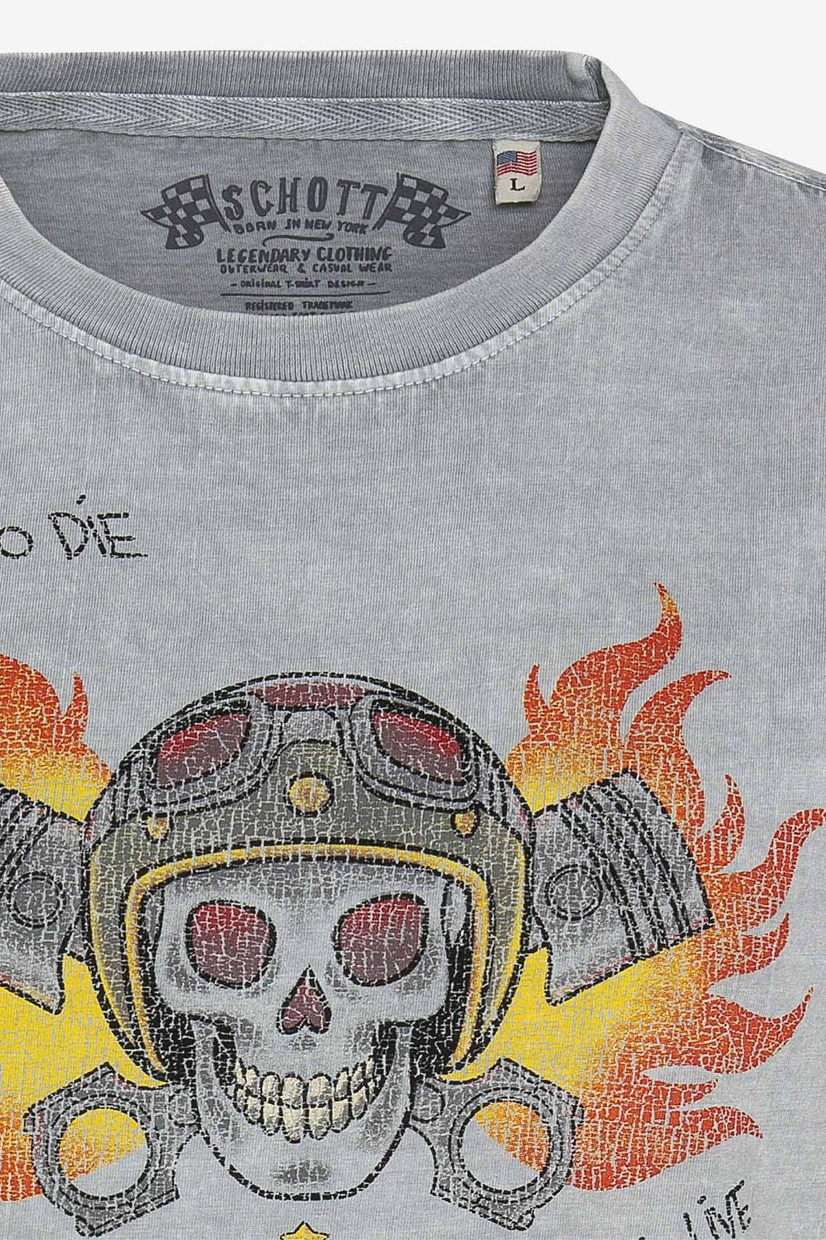 Gray biker print T-shirt - Image n°4