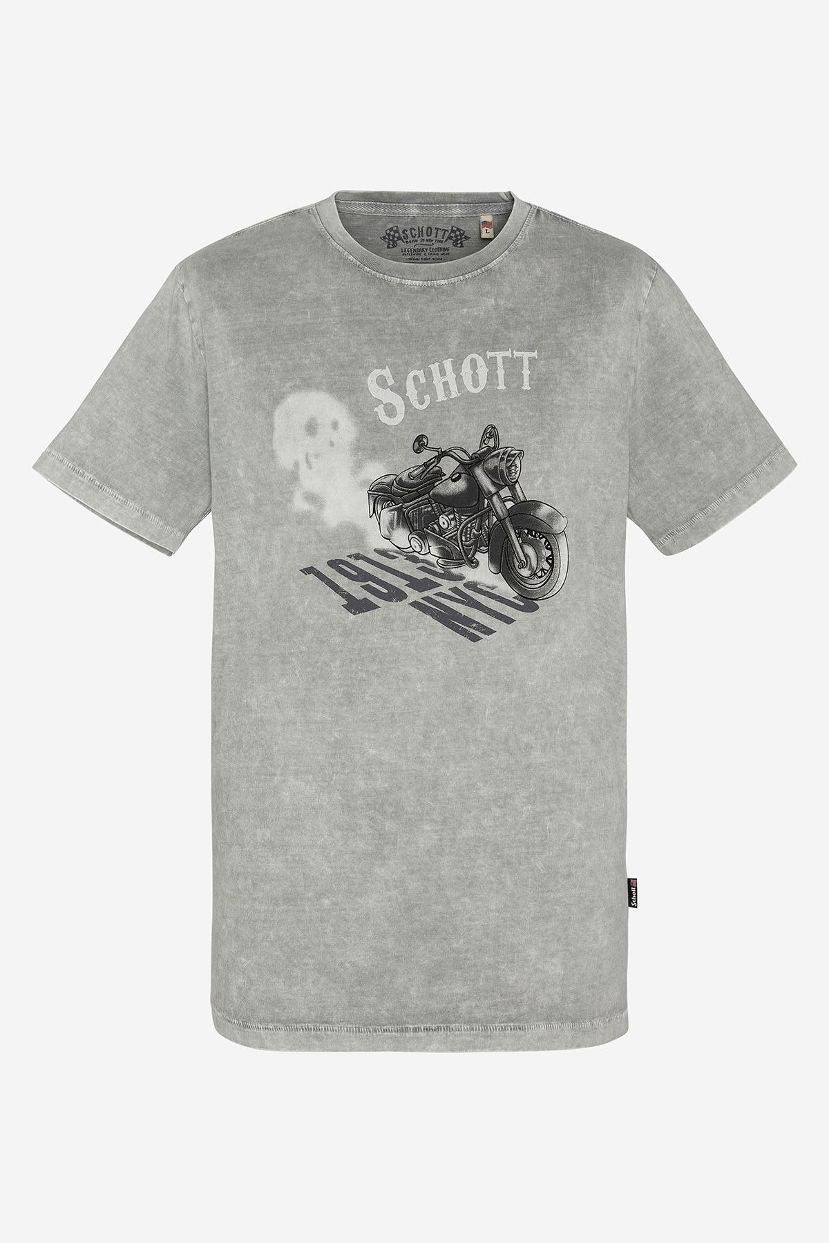 Gray biker print T-shirt - Image n°2