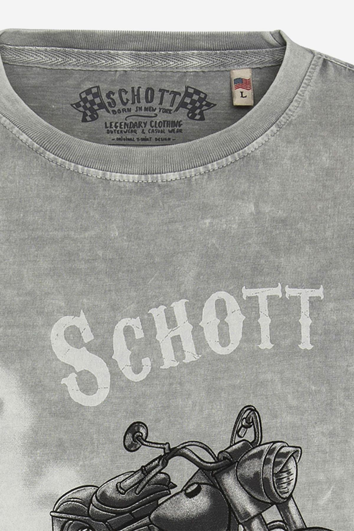 Gray biker print T-shirt - Image n°4