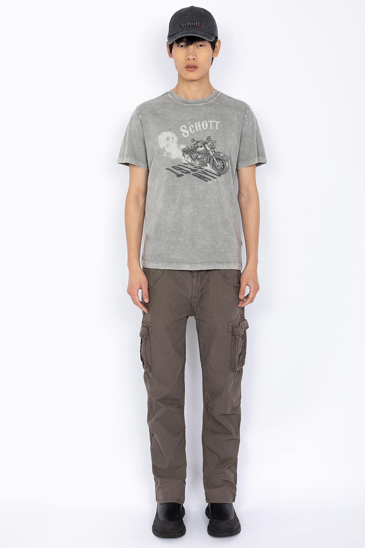 Gray biker print T-shirt - Image n°3