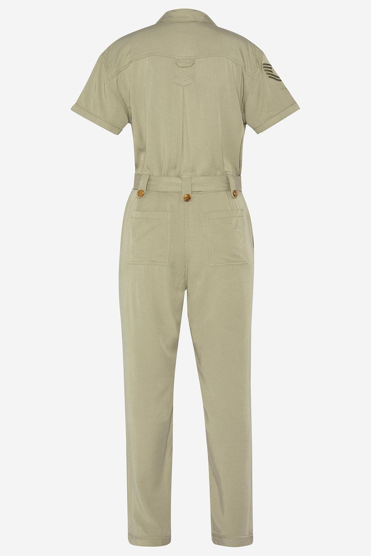 Women's light khaki jumpsuit - Image n°3