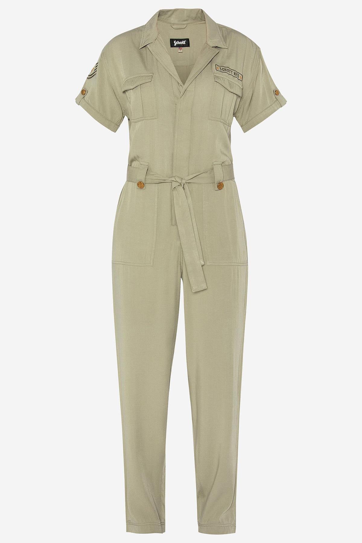 Women's light khaki jumpsuit - Image n°1