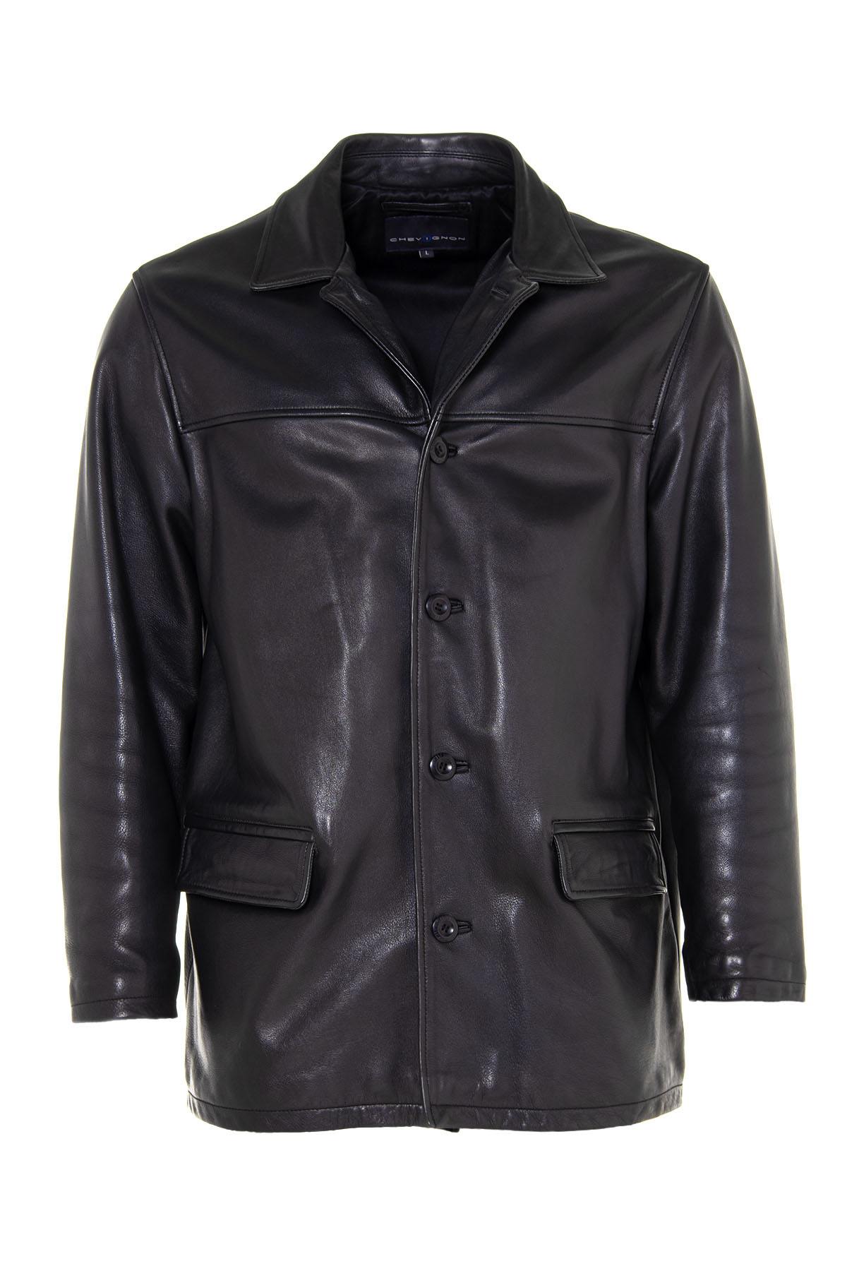 Black Cowhide Coat for Men - Image n°1