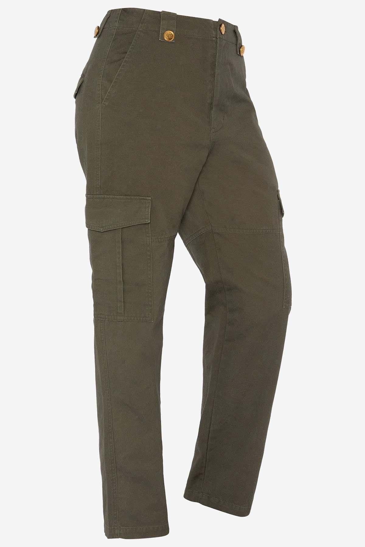 Women's khaki cotton cargo pants - Image n°2