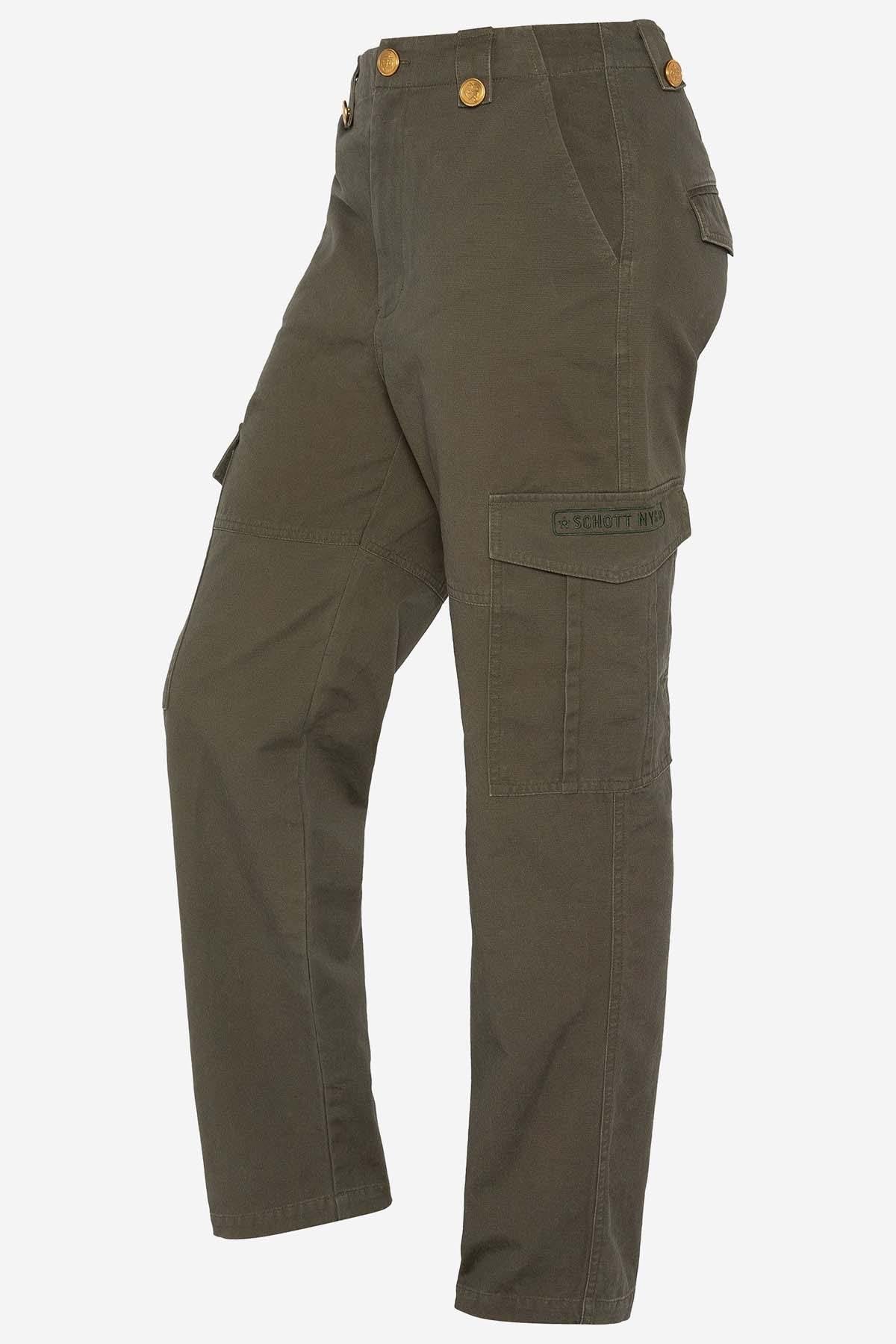 Women's khaki cotton cargo pants - Image n°3