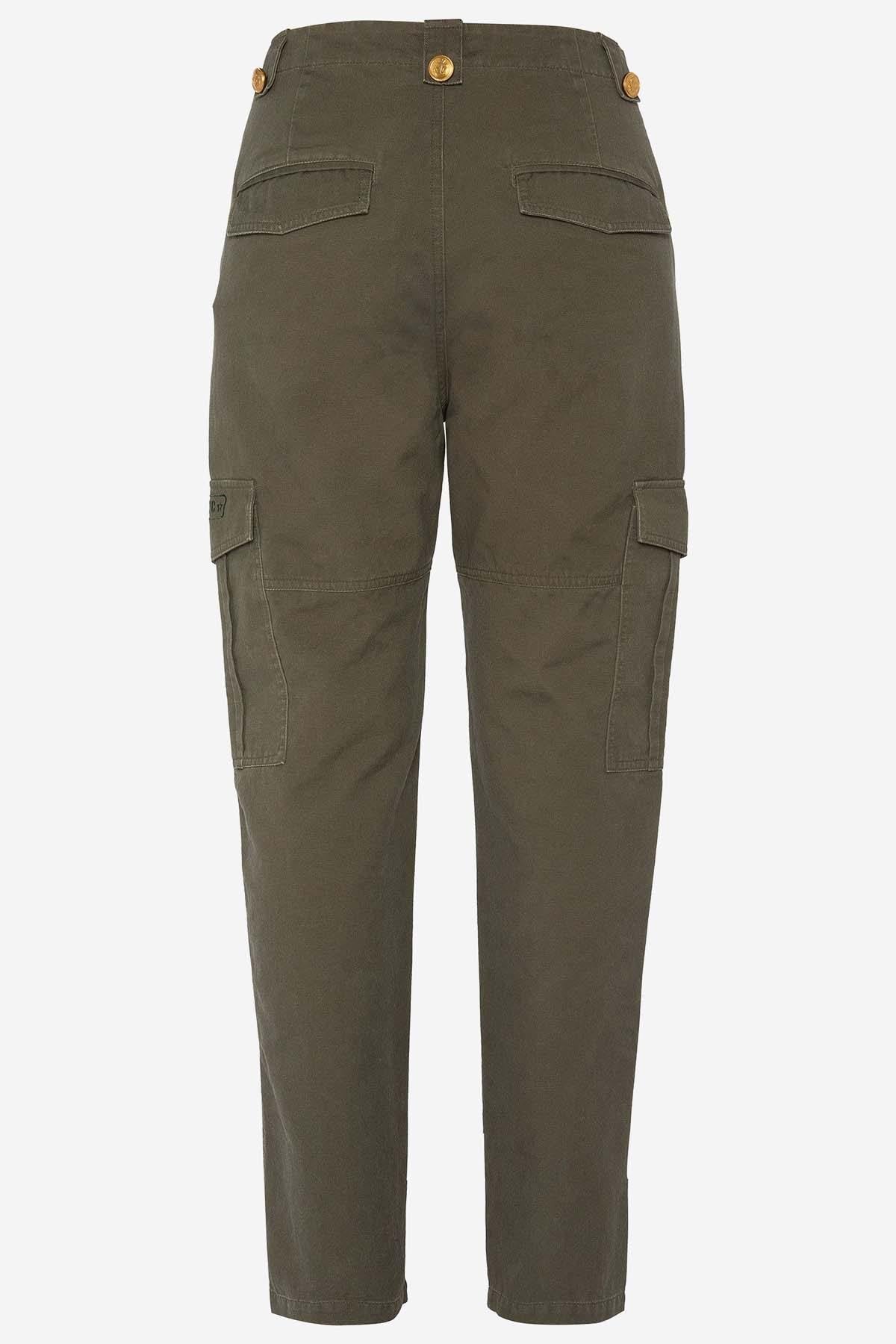 Women's khaki cotton cargo pants - Image n°4