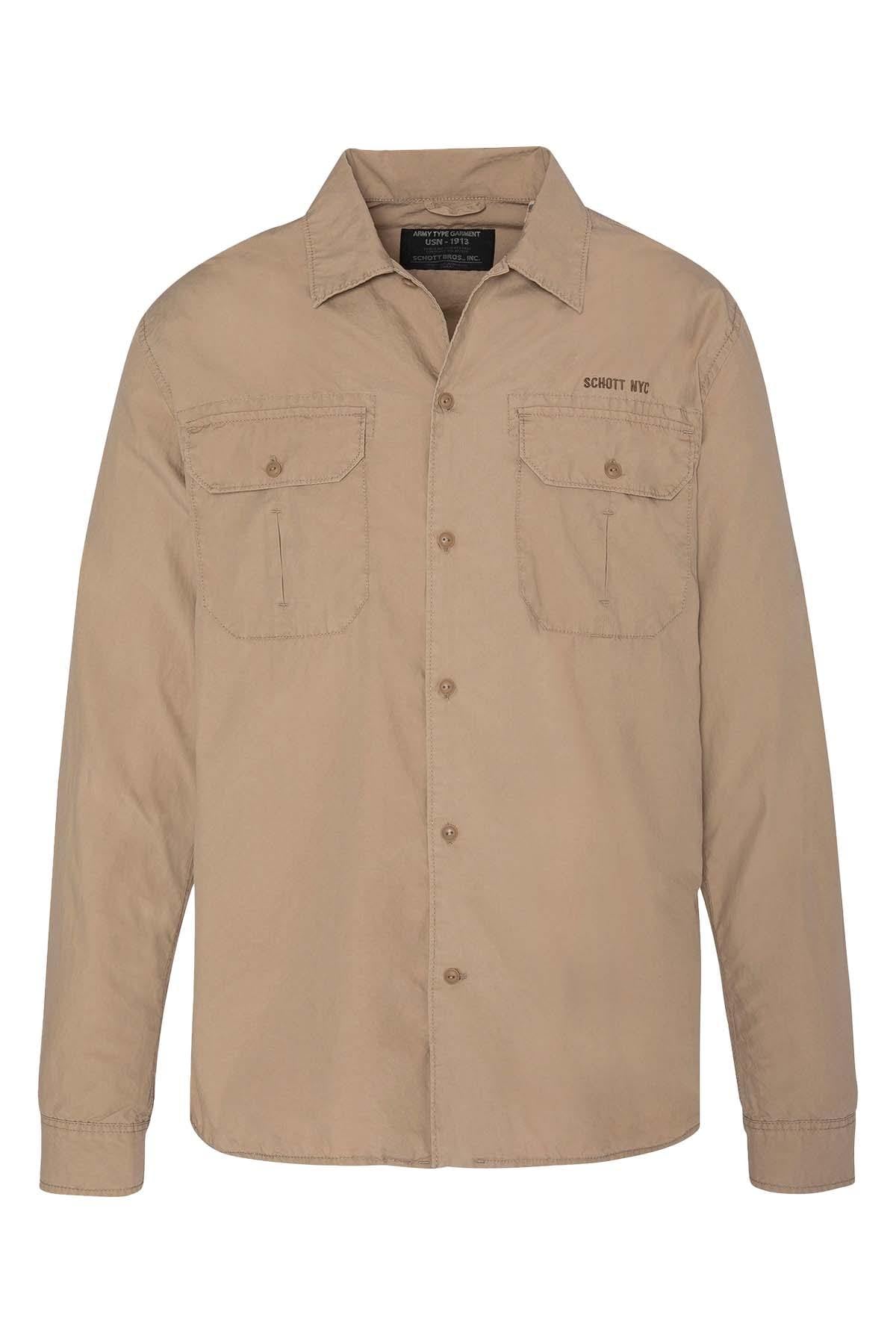 Men's beige cotton shirt - Image n°1