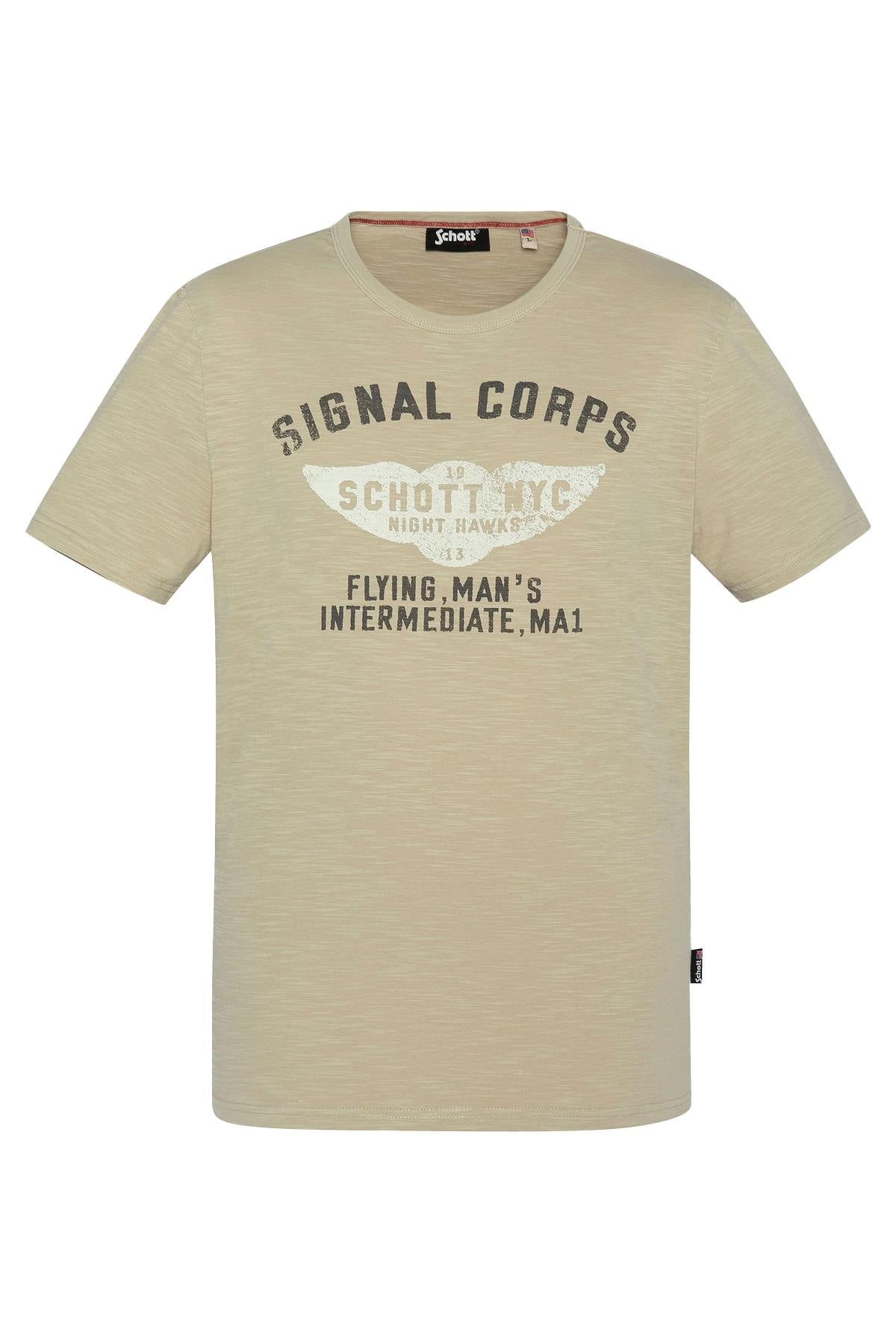 Men's khaki cotton T-shirt - Image n°1