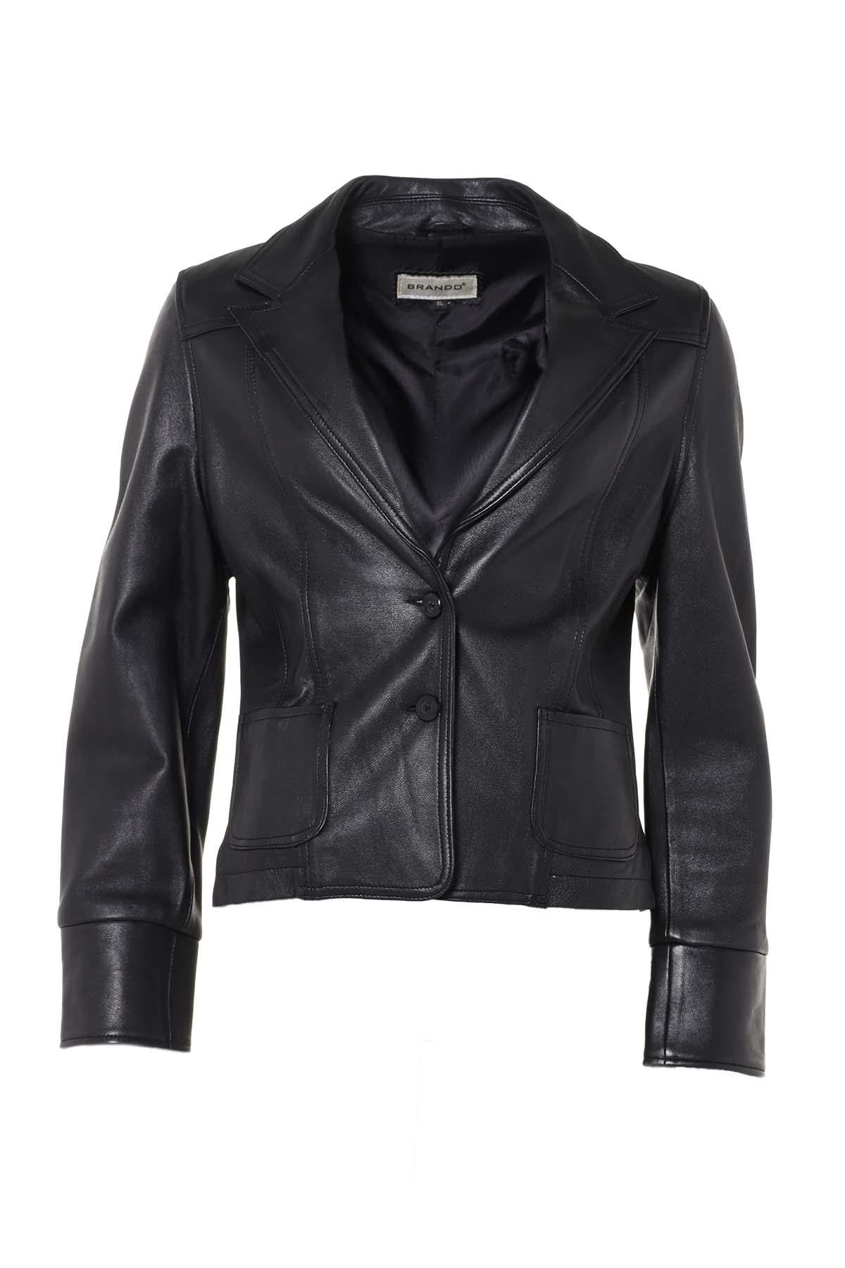 Short blazer for women in lambskin - Image n°1