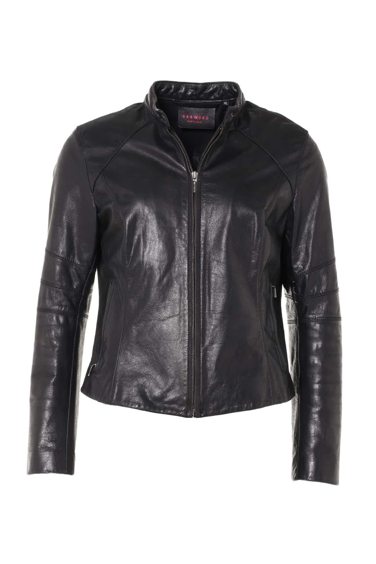 Women's black buffalo leather jacket - Image n°1