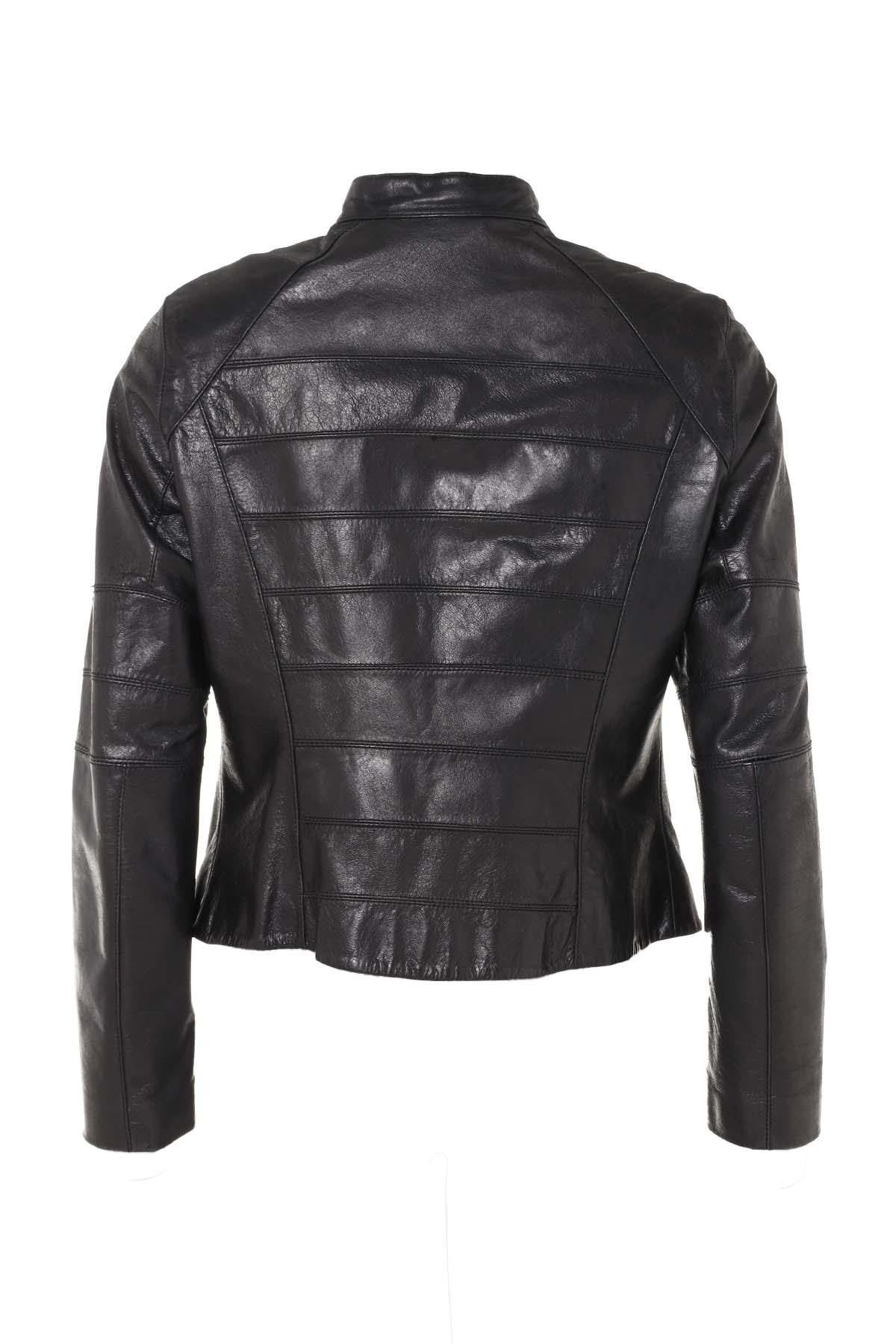 Women's black buffalo leather jacket - Image n°2