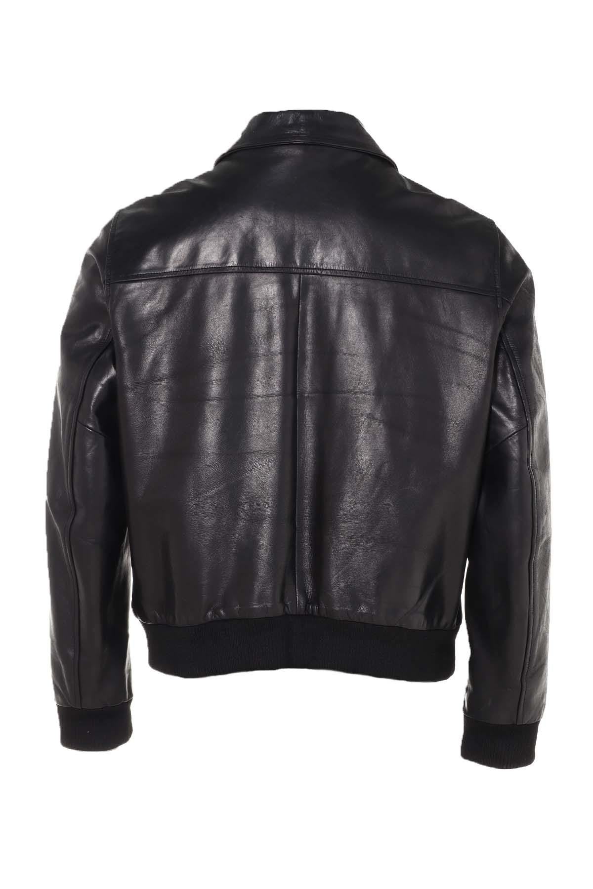 Aviator-style leather jacket for men - Image n°3