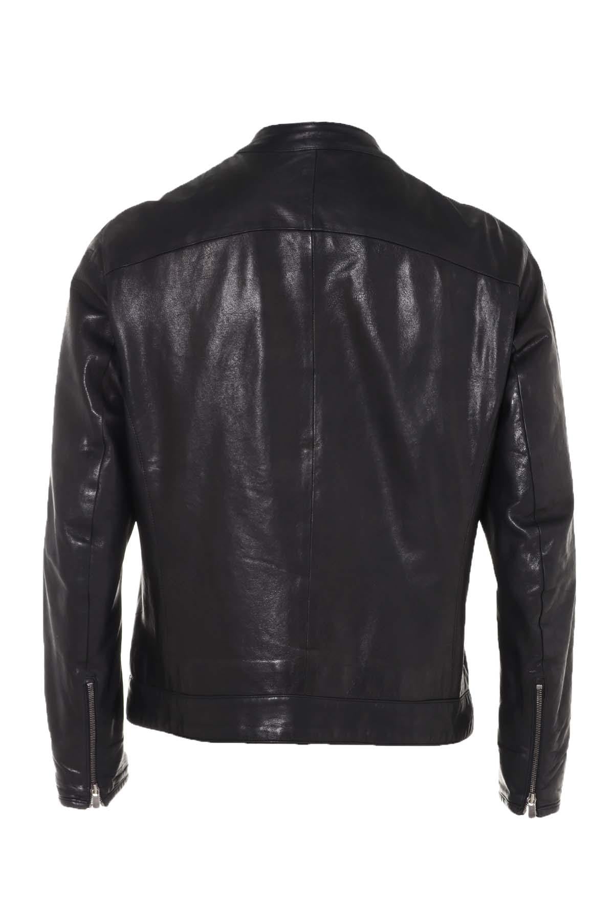 Black lambskin leather jacket - Image n°3