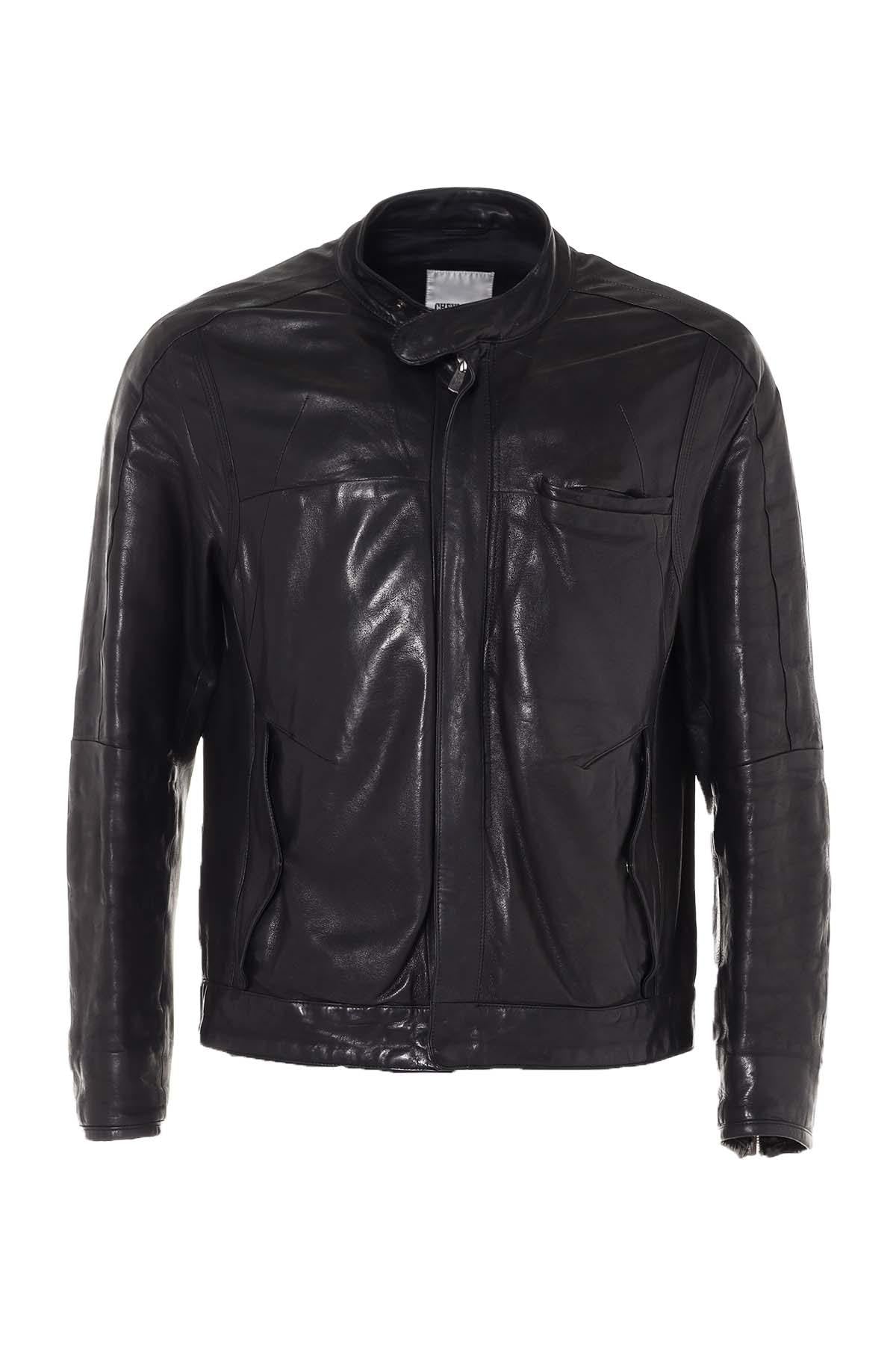 Black lambskin leather jacket - Image n°1