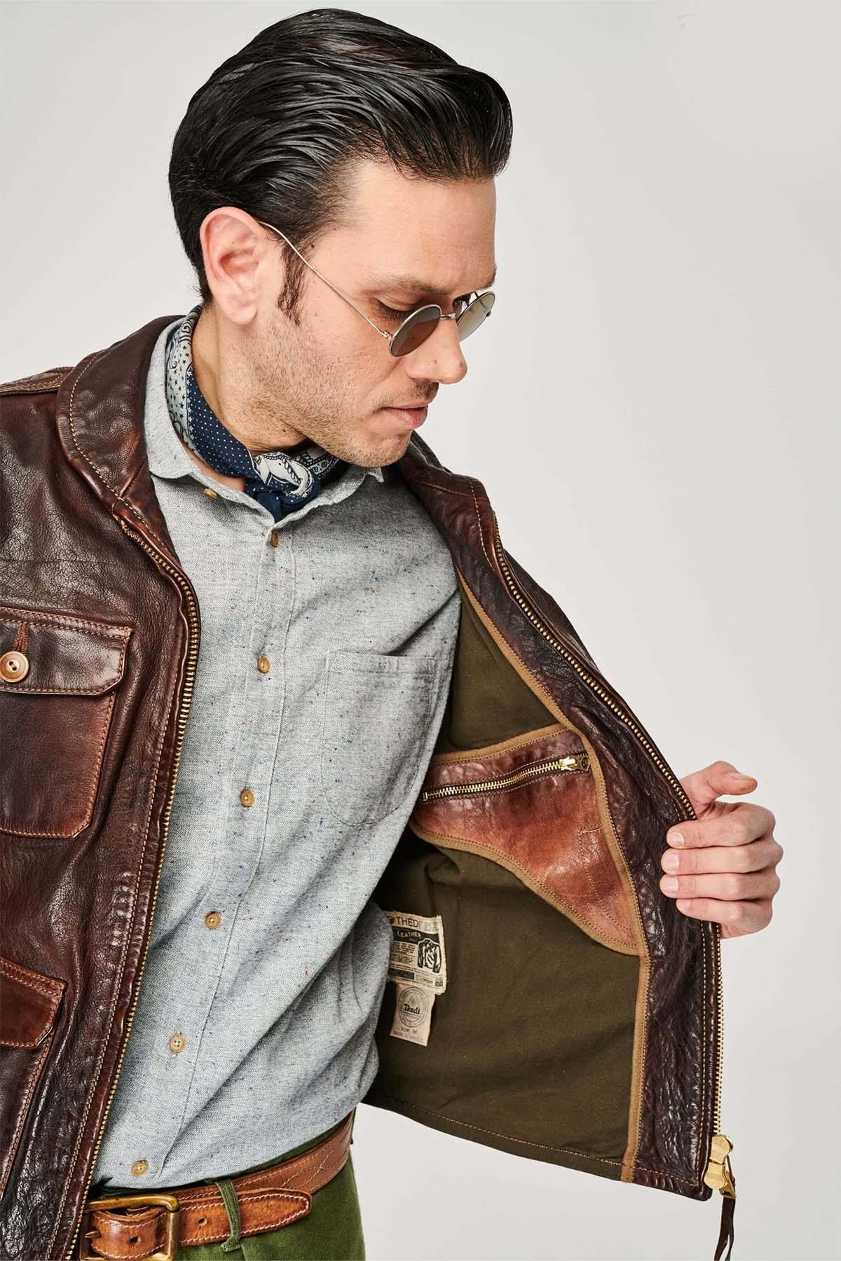 Vintage leather jacket made in Greece - Image n°3