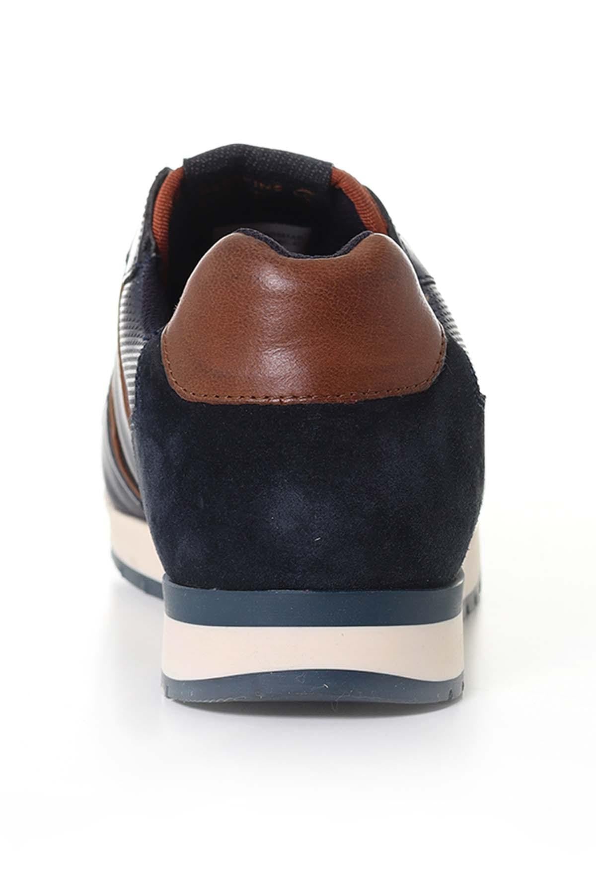 Men's cognac navy leather sneakers - Image n°5