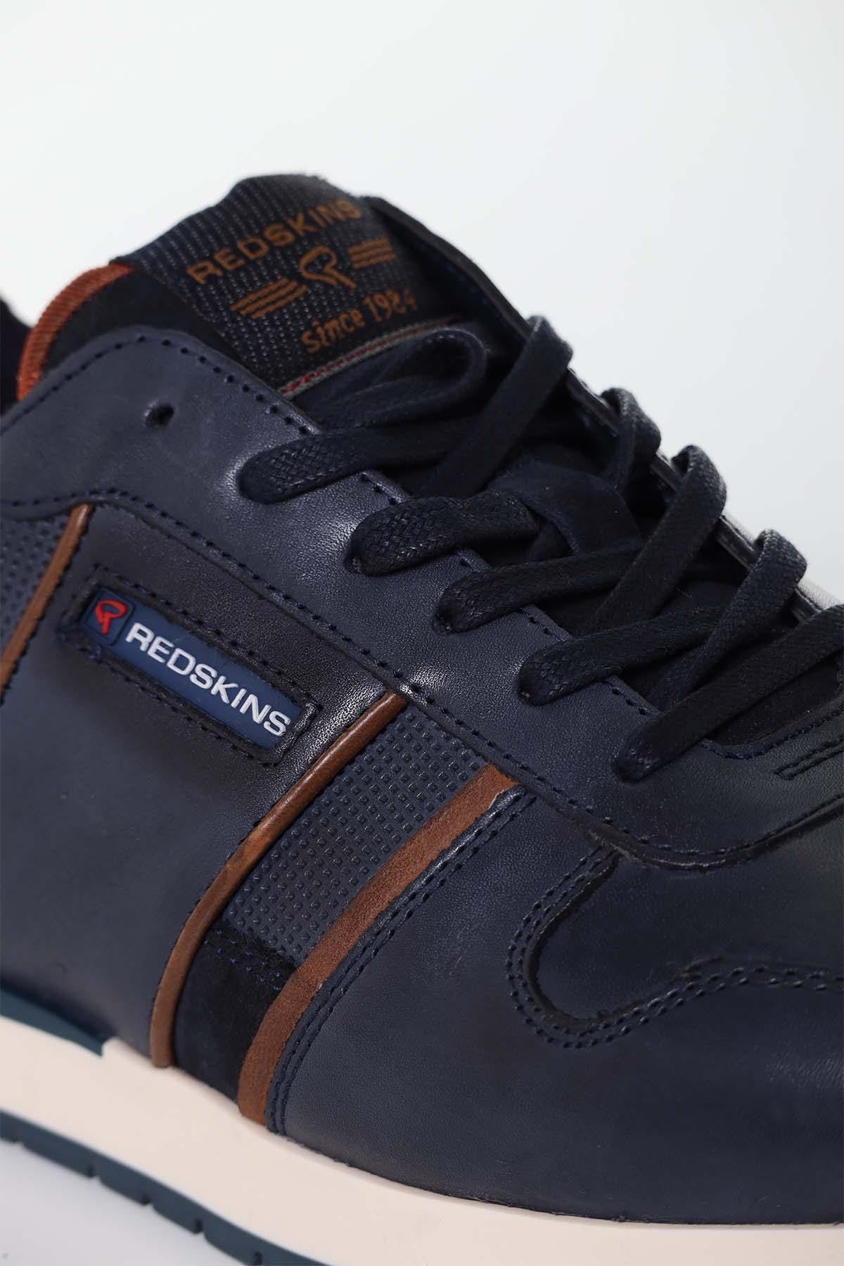 Men's cognac navy leather sneakers - Image n°6