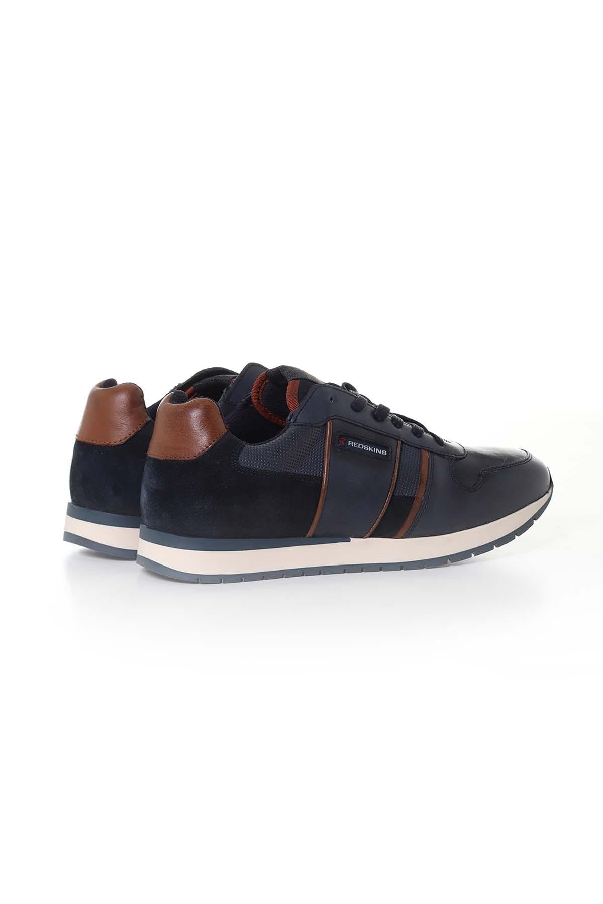 Men's cognac navy leather sneakers - Image n°2