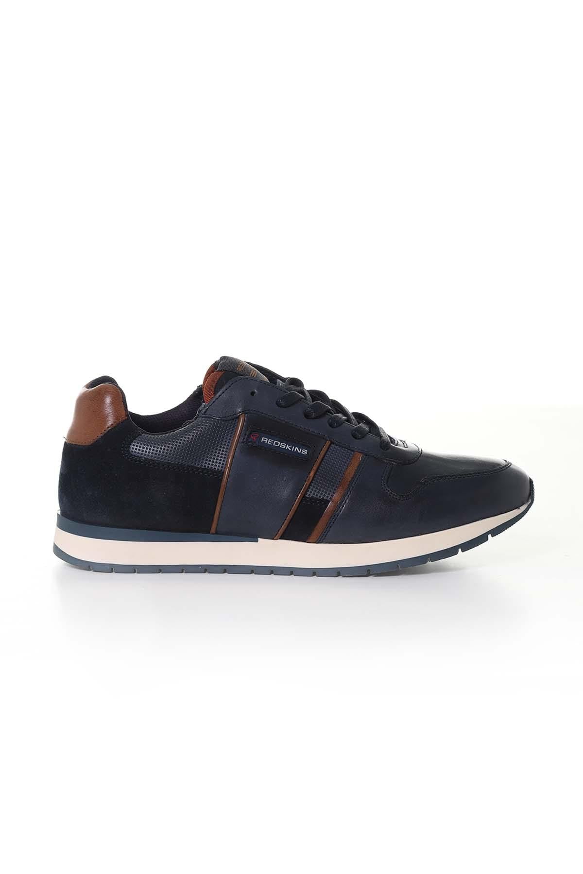 Men's cognac navy leather sneakers - Image n°3