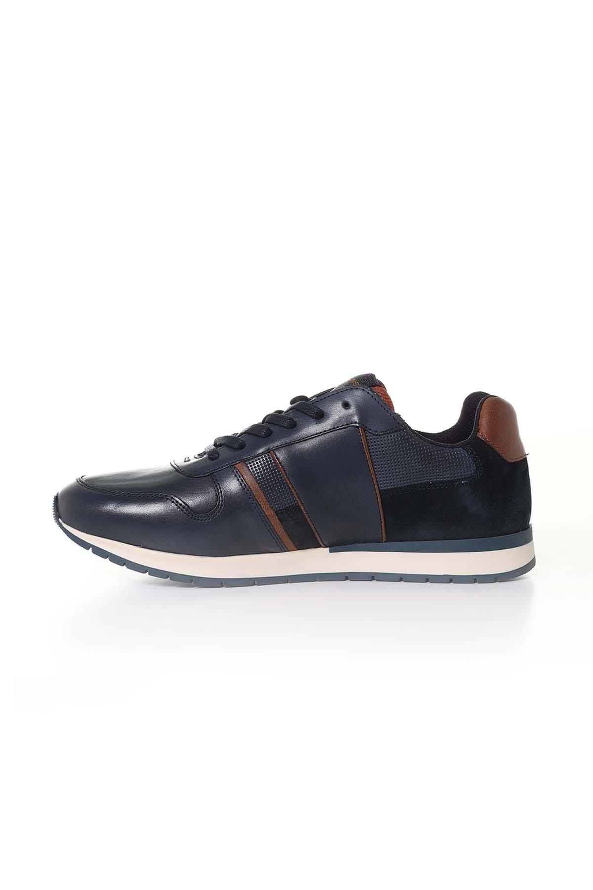 Men's cognac navy leather sneakers - Image n°4